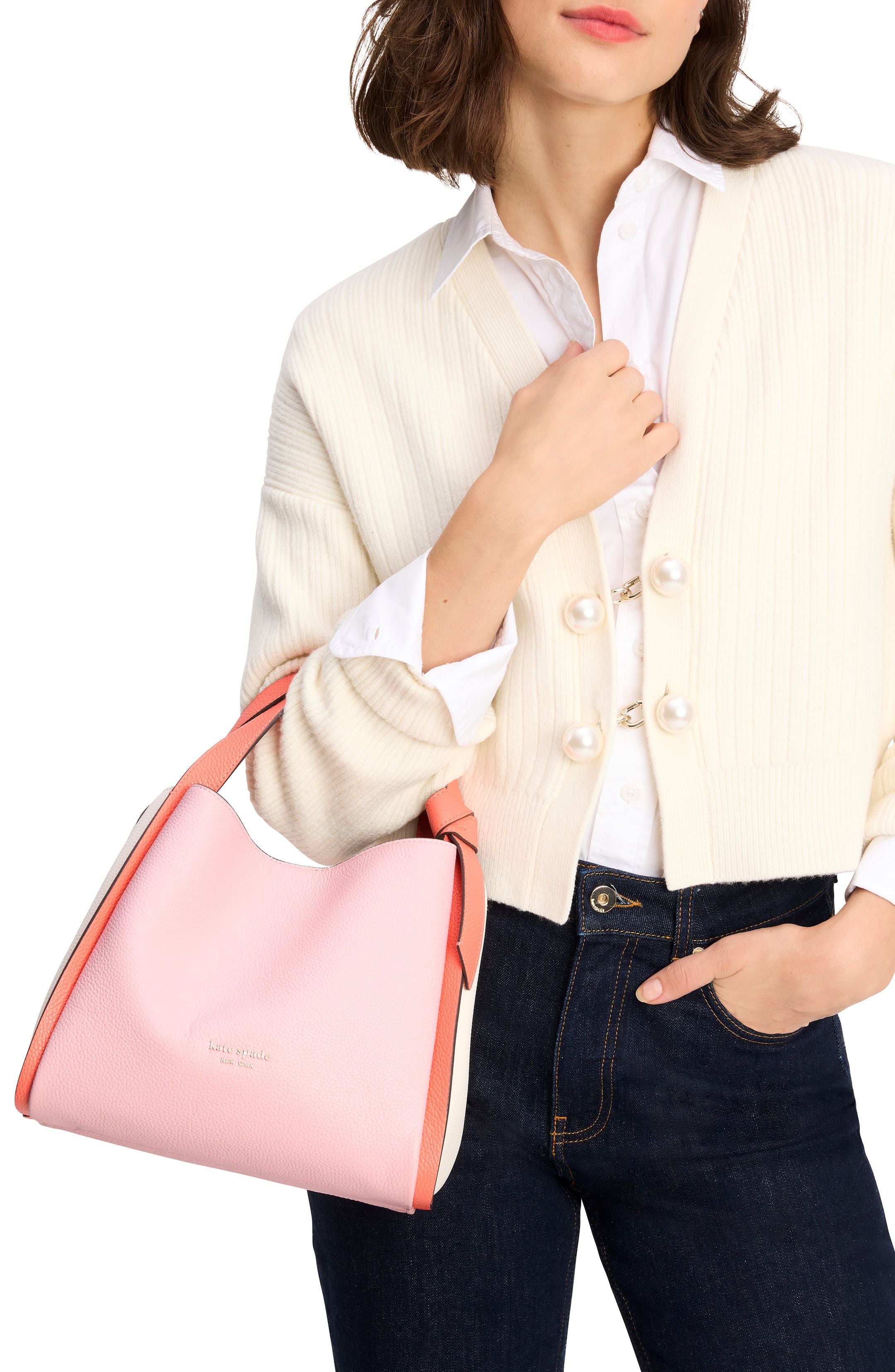 k6553-Knott Colorblocked Medium Crossbody Tote-Crepe Pink Multi