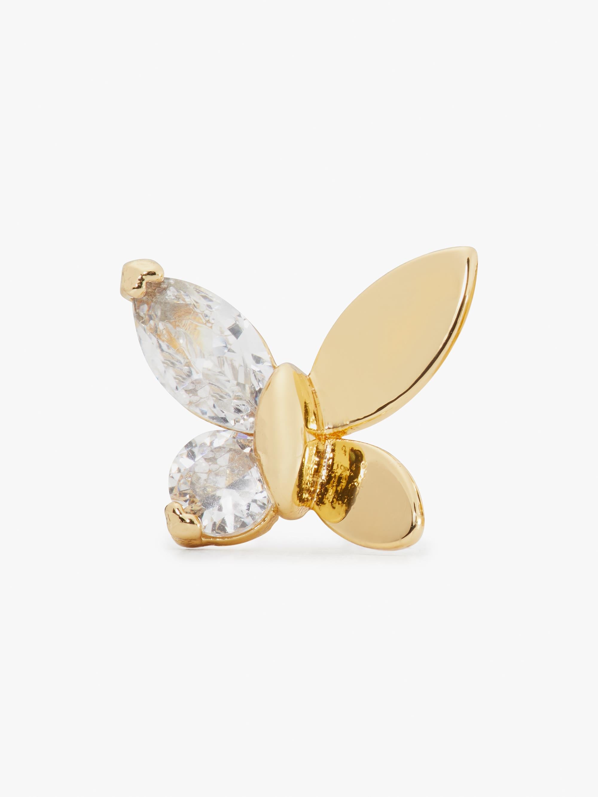 K7512-social butterfly studs-Clear/Gold