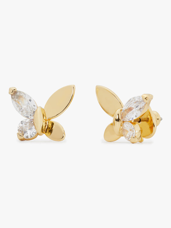 K7512-social butterfly studs-Clear/Gold