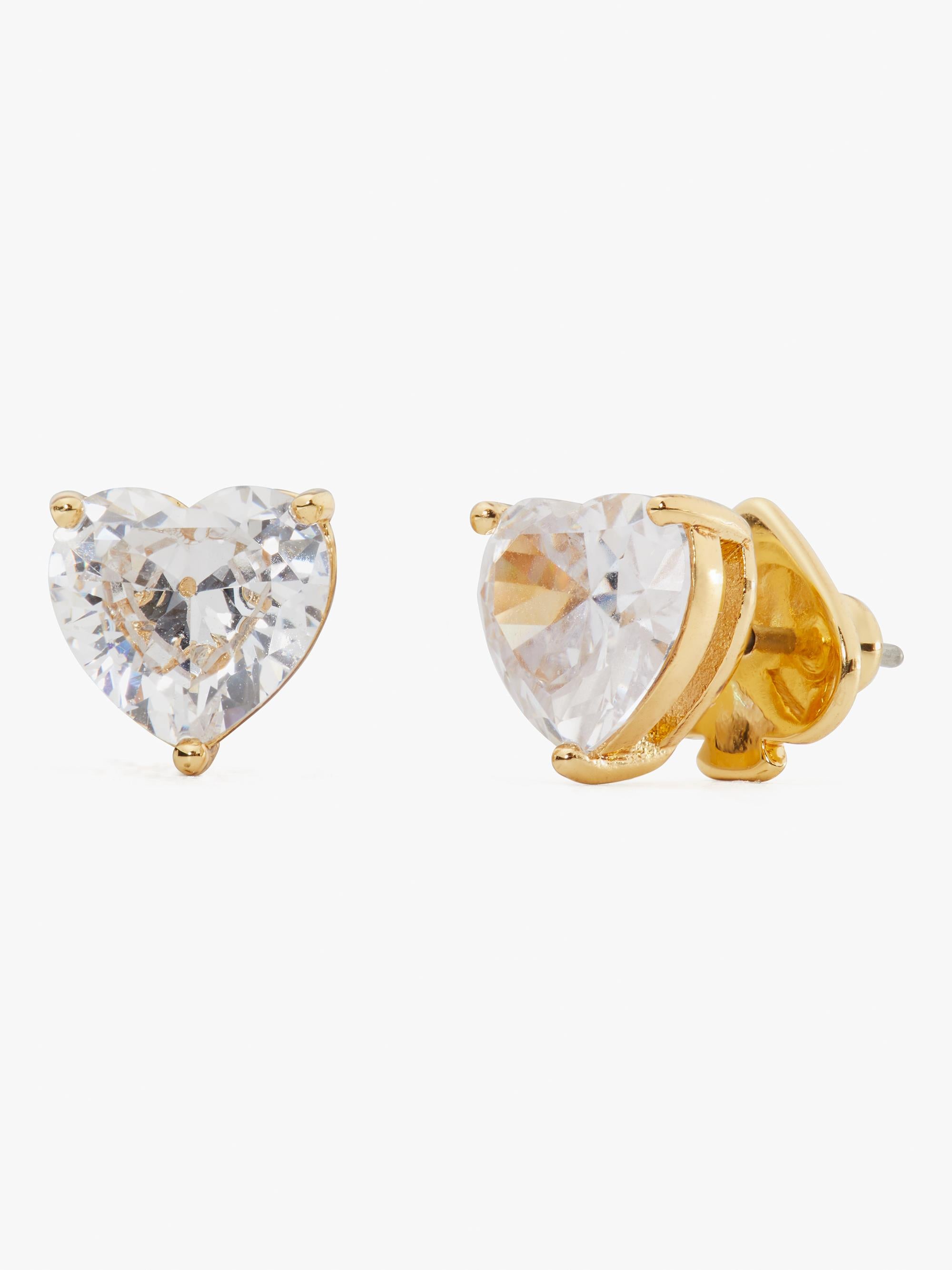 K7582-my love heart studs-Clear/Gold