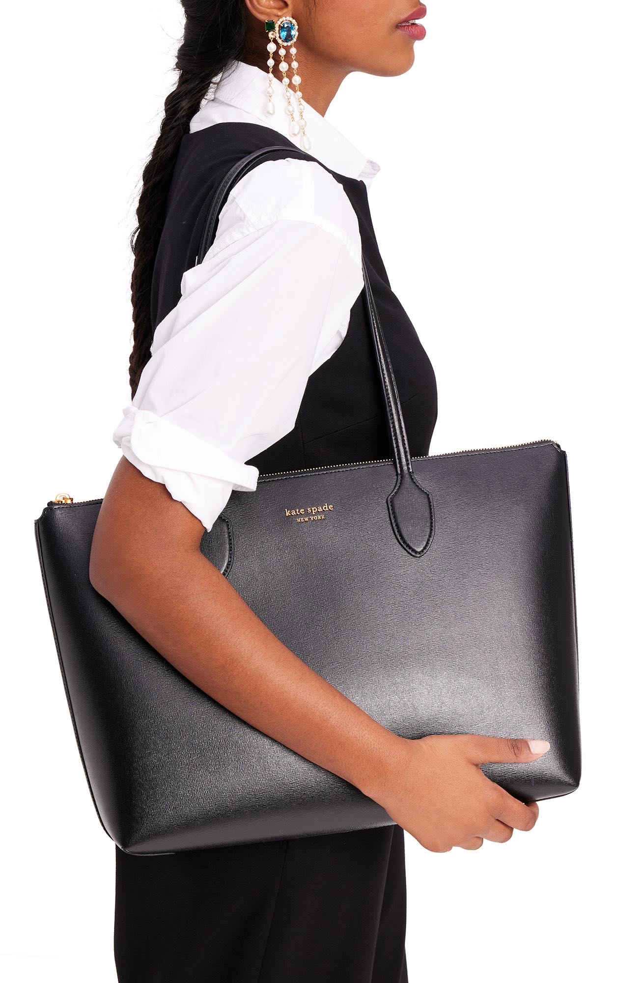 kc923-Bleecker Large Zip-top Tote-Black