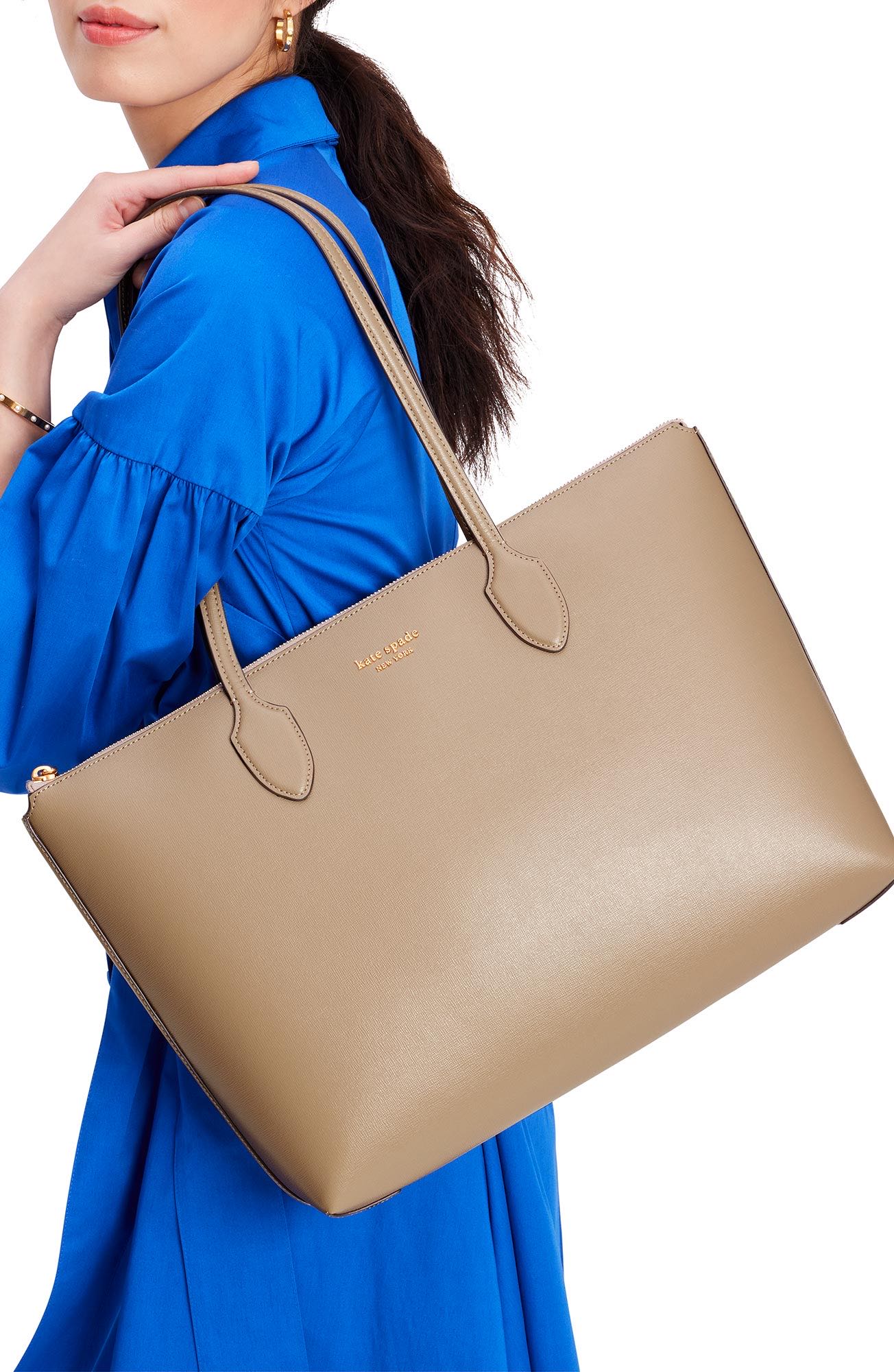 kc923-Bleecker Large Zip-top Tote-Timeless Taupe