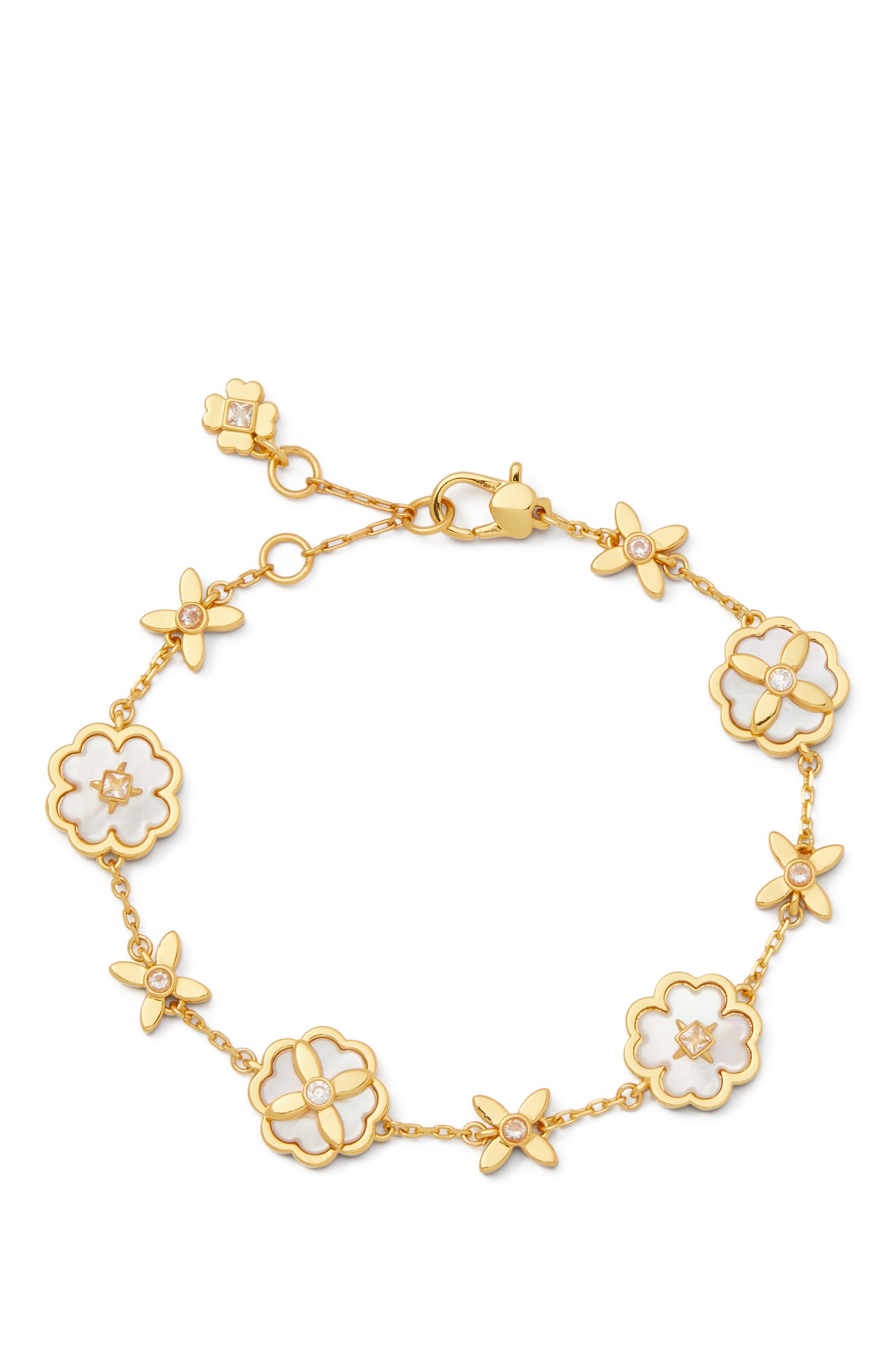 KD292-Heritage Bloom Line Bracelet-Cream/Gold