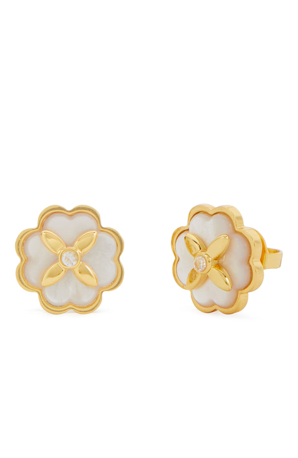 KD307-Heritage Bloom Studs-Cream/Gold