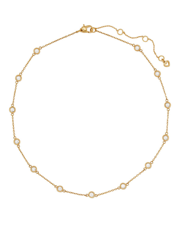 ke033_Set In Stone Station Necklace_Clear/Gold