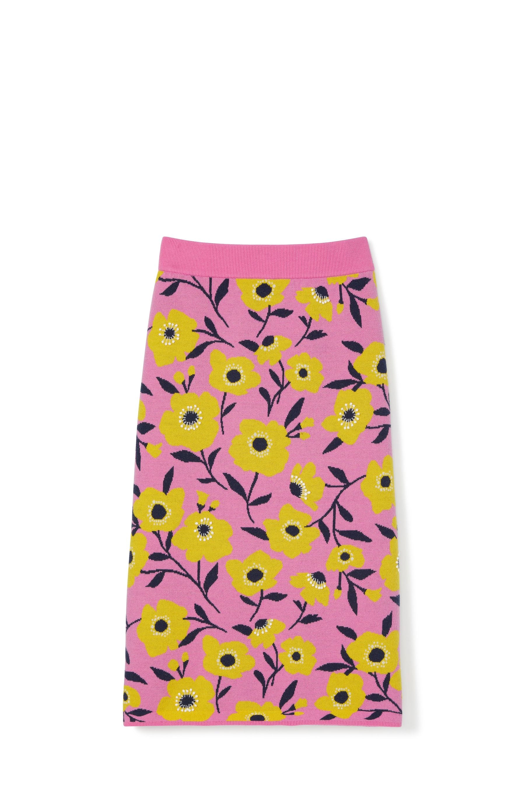 KF718_Sunshine Floral Embellished Pencil Skirt_Echinacea Flower