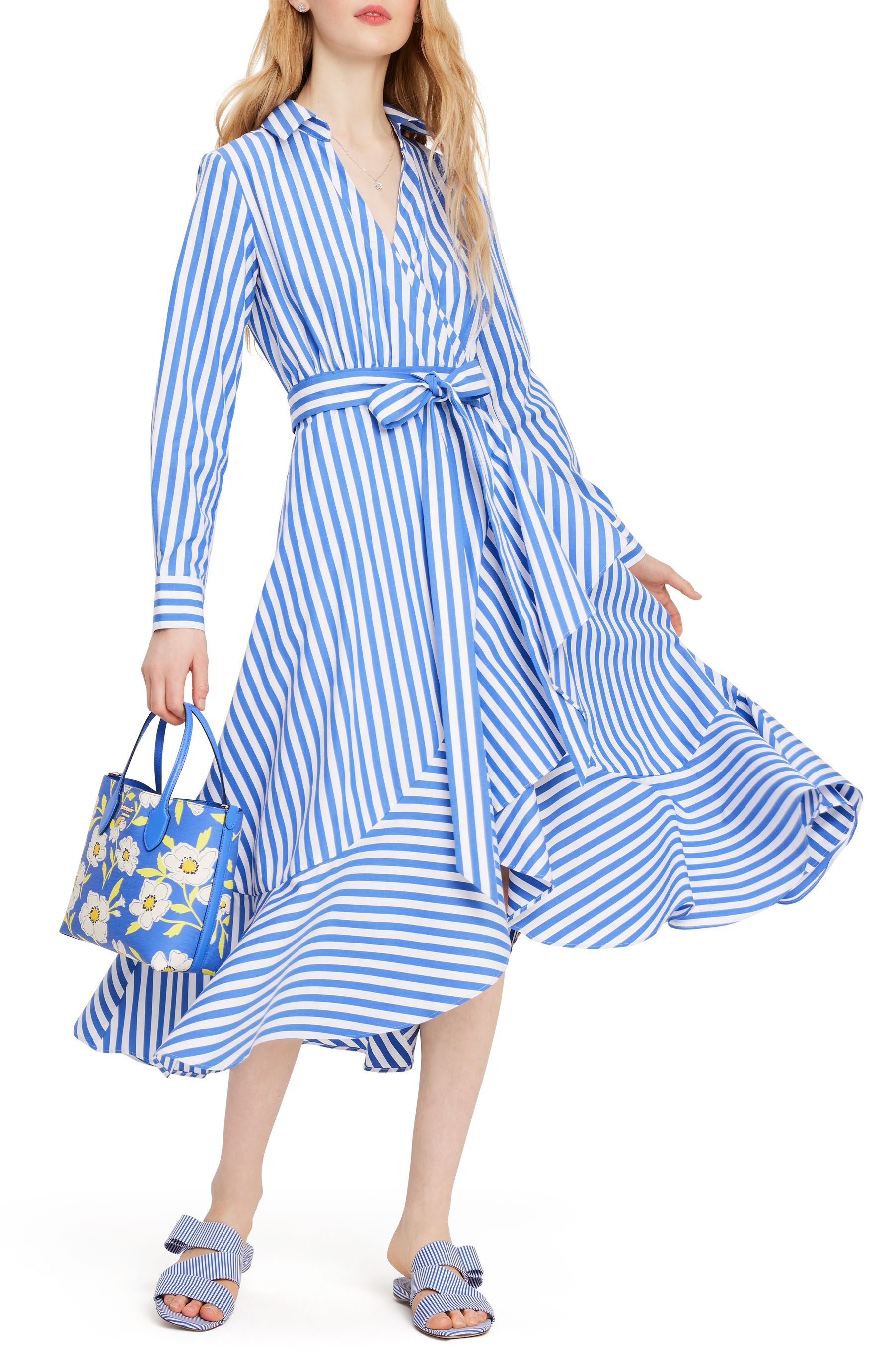 KF726_Julia Stripe Wrap Dress_Wild Blue Iris/Fresh