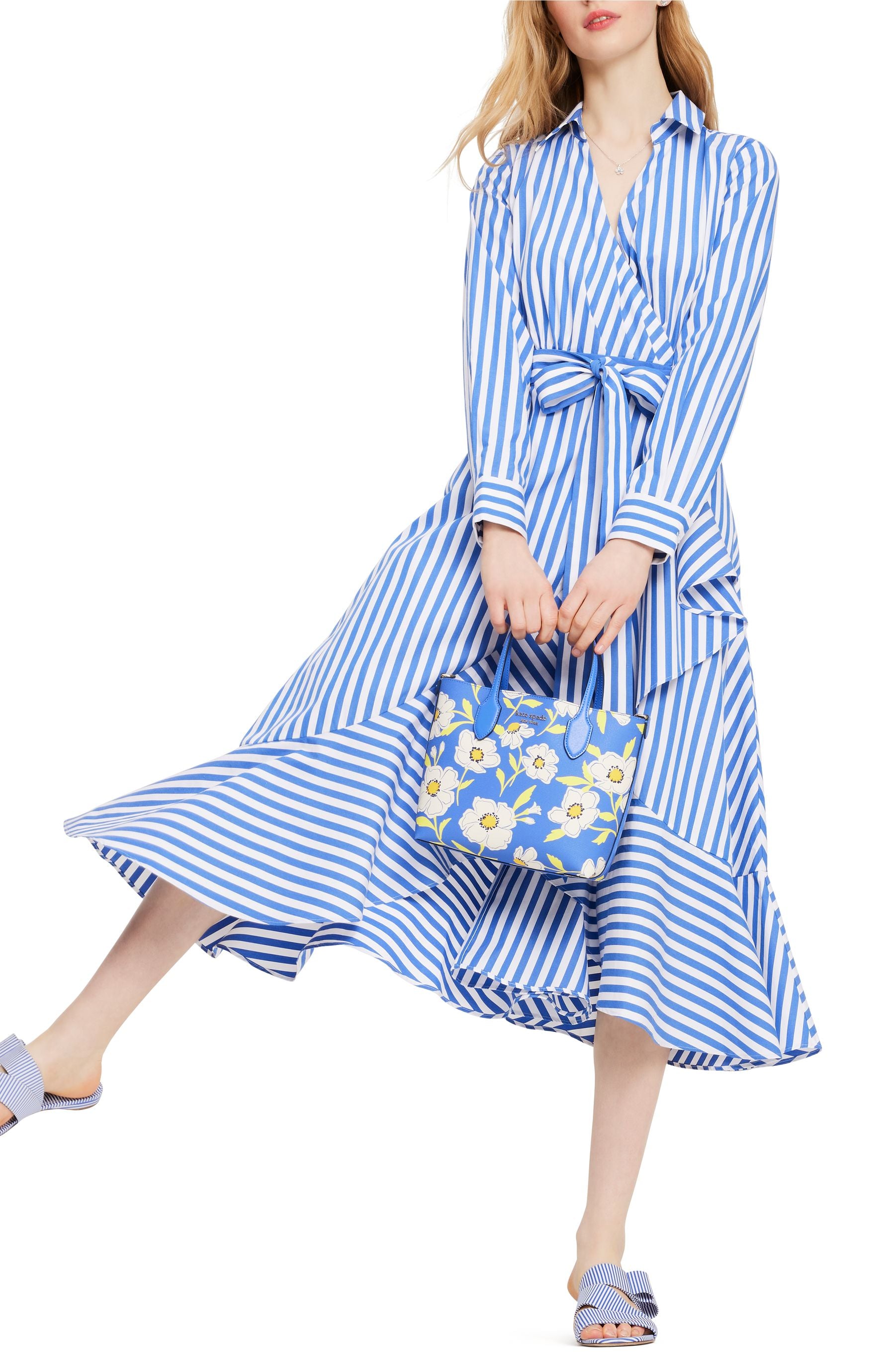 KF726_Julia Stripe Wrap Dress_Wild Blue Iris/Fresh