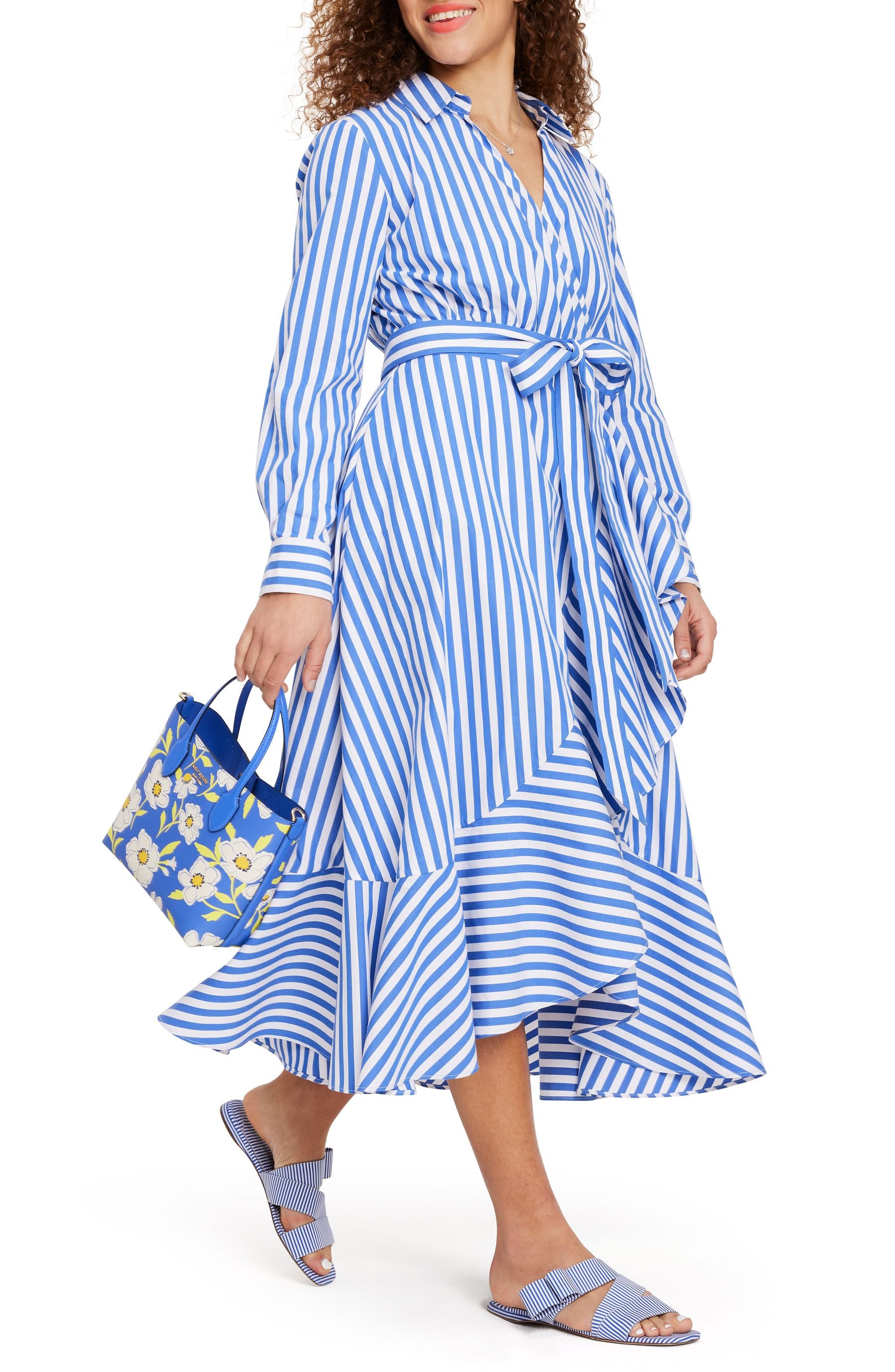 KF726_Julia Stripe Wrap Dress_Wild Blue Iris/Fresh