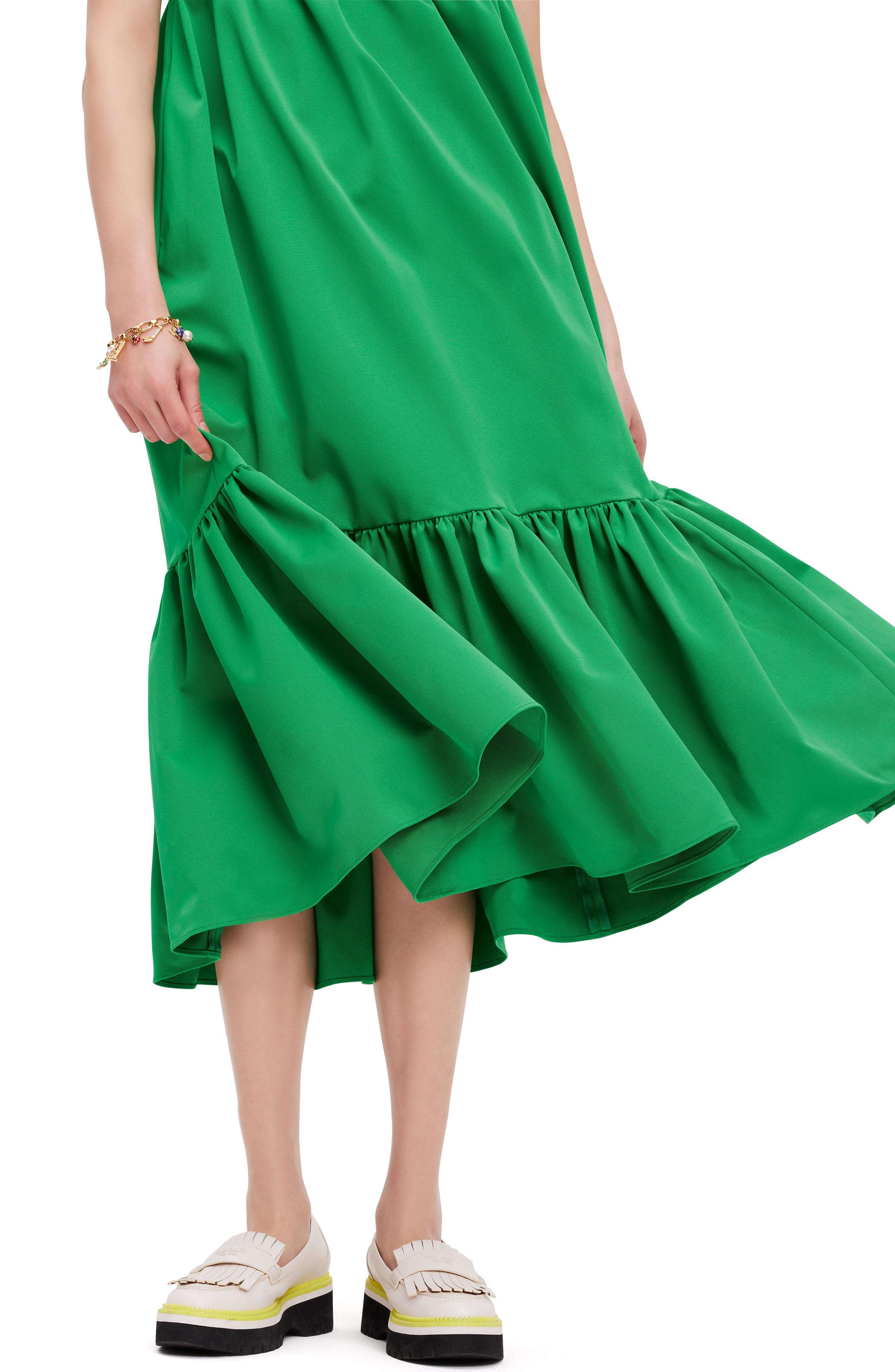 KF764-V-NECKMIDIDRESS-Vert De Terre