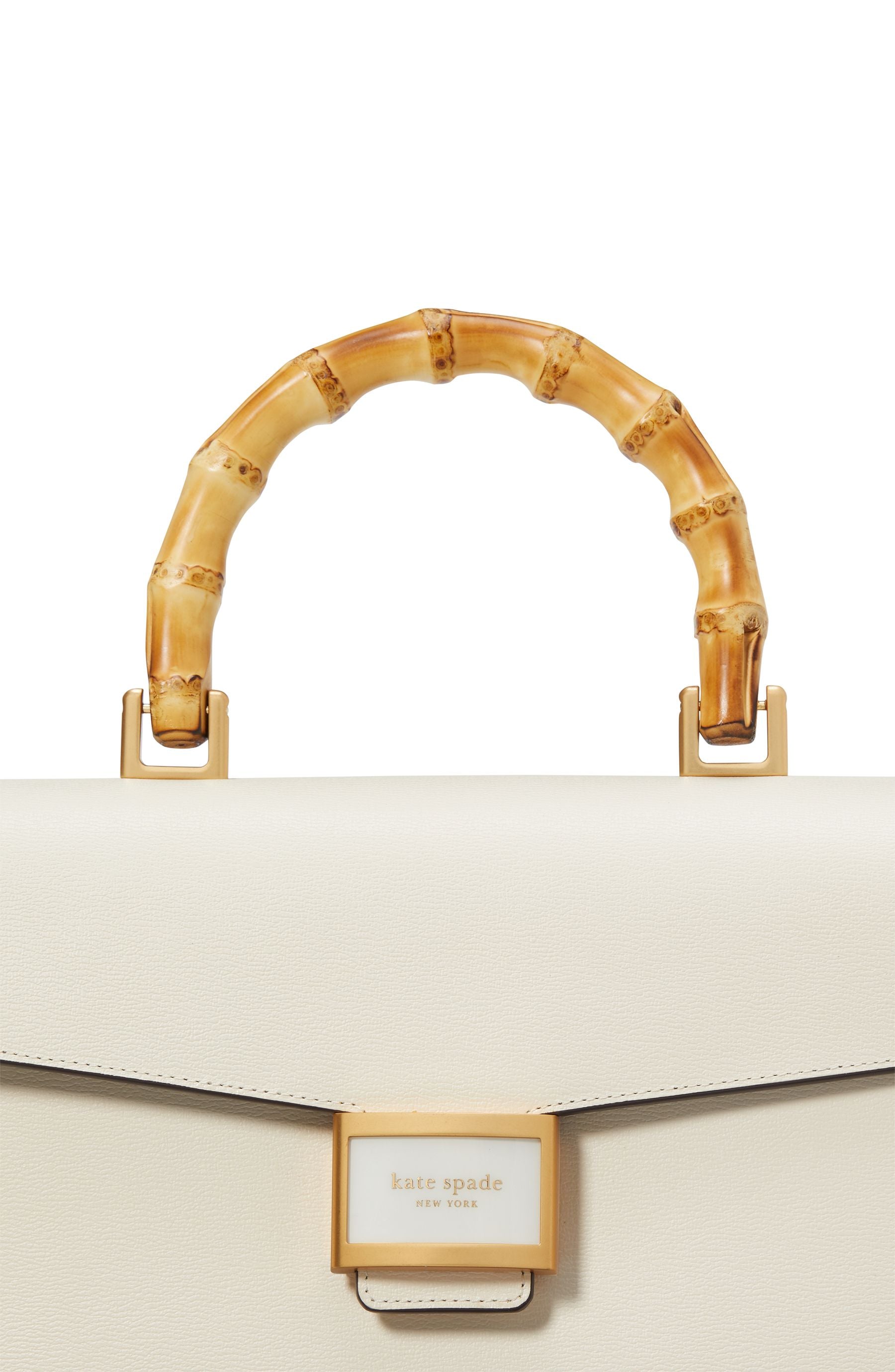 KF837_Katy Textured Leather Bamboo Medium Top-Handle Bag_Halo White