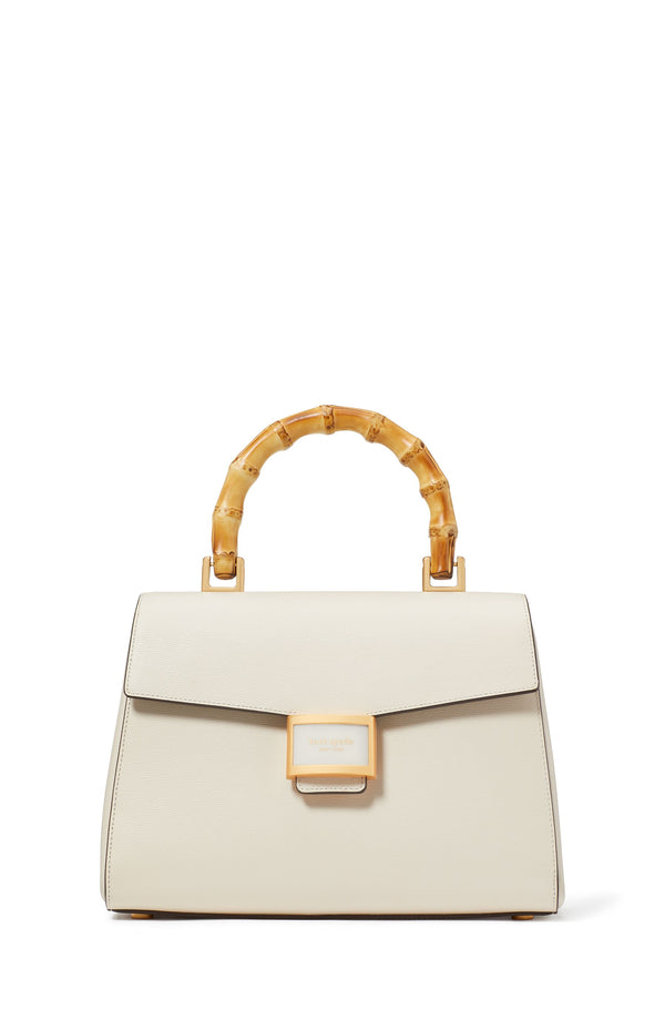 KF837_Katy Textured Leather Bamboo Medium Top-Handle Bag_Halo White