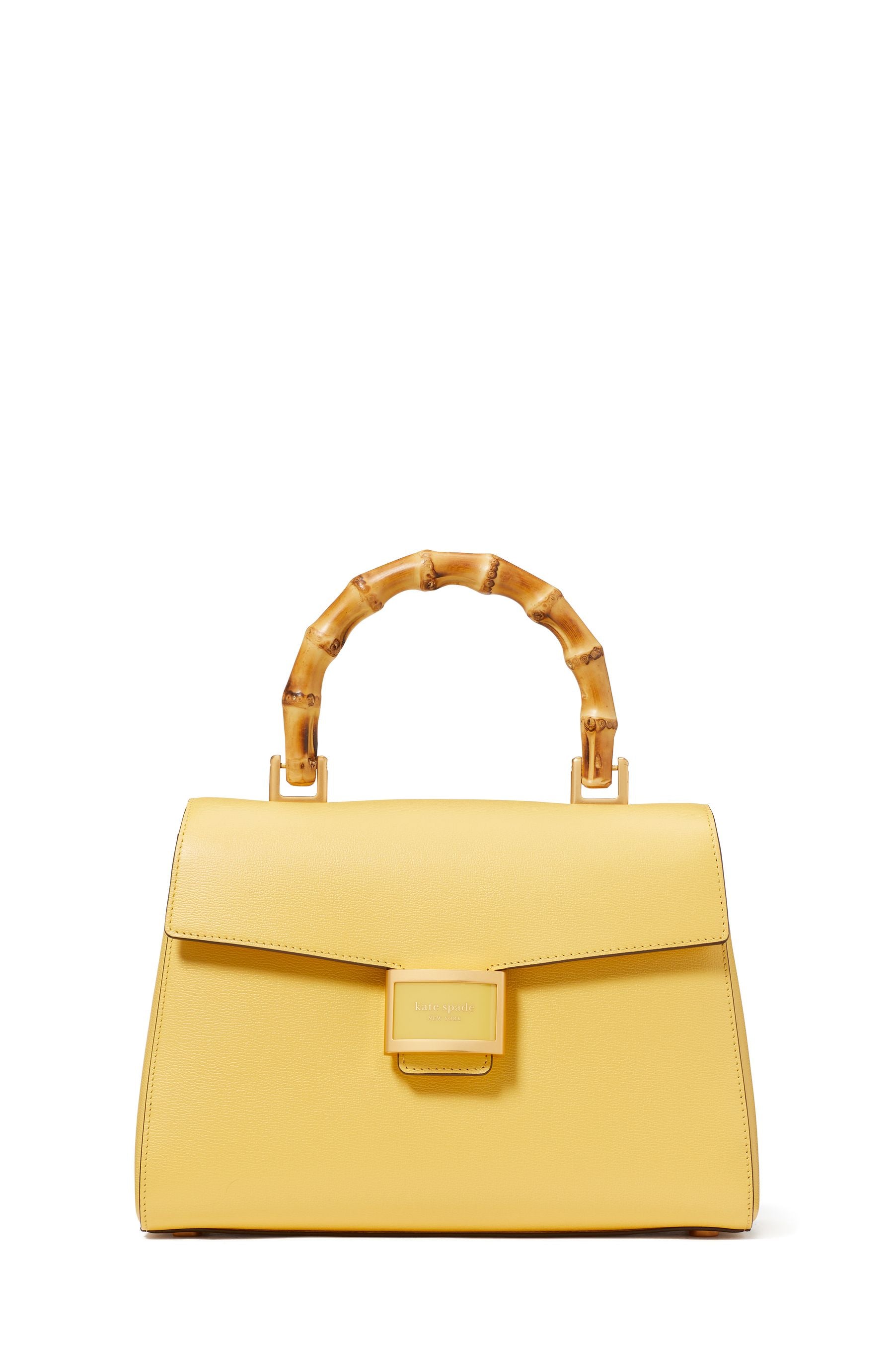 KF837_Katy Textured Leather Bamboo Medium Top-Handle Bag_Summer Daffodil