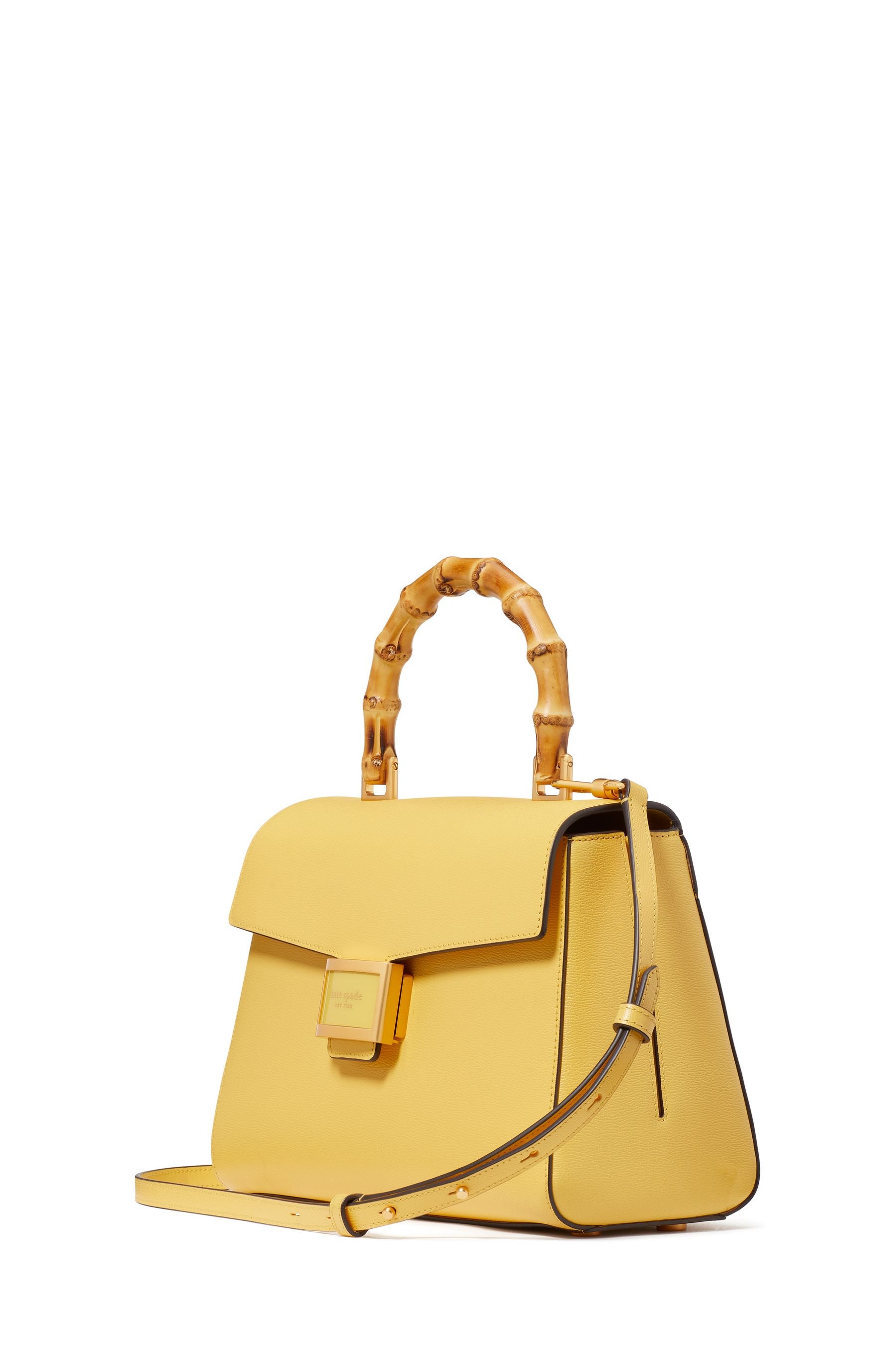 KF837_Katy Textured Leather Bamboo Medium Top-Handle Bag_Summer Daffodil