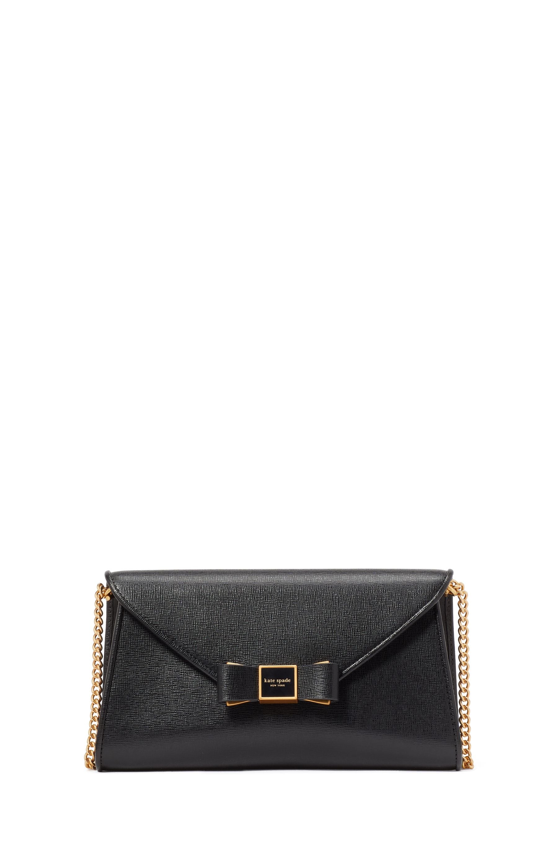 KF927_Morgan Bow Embellished Envelope Flap Crossbody_Black