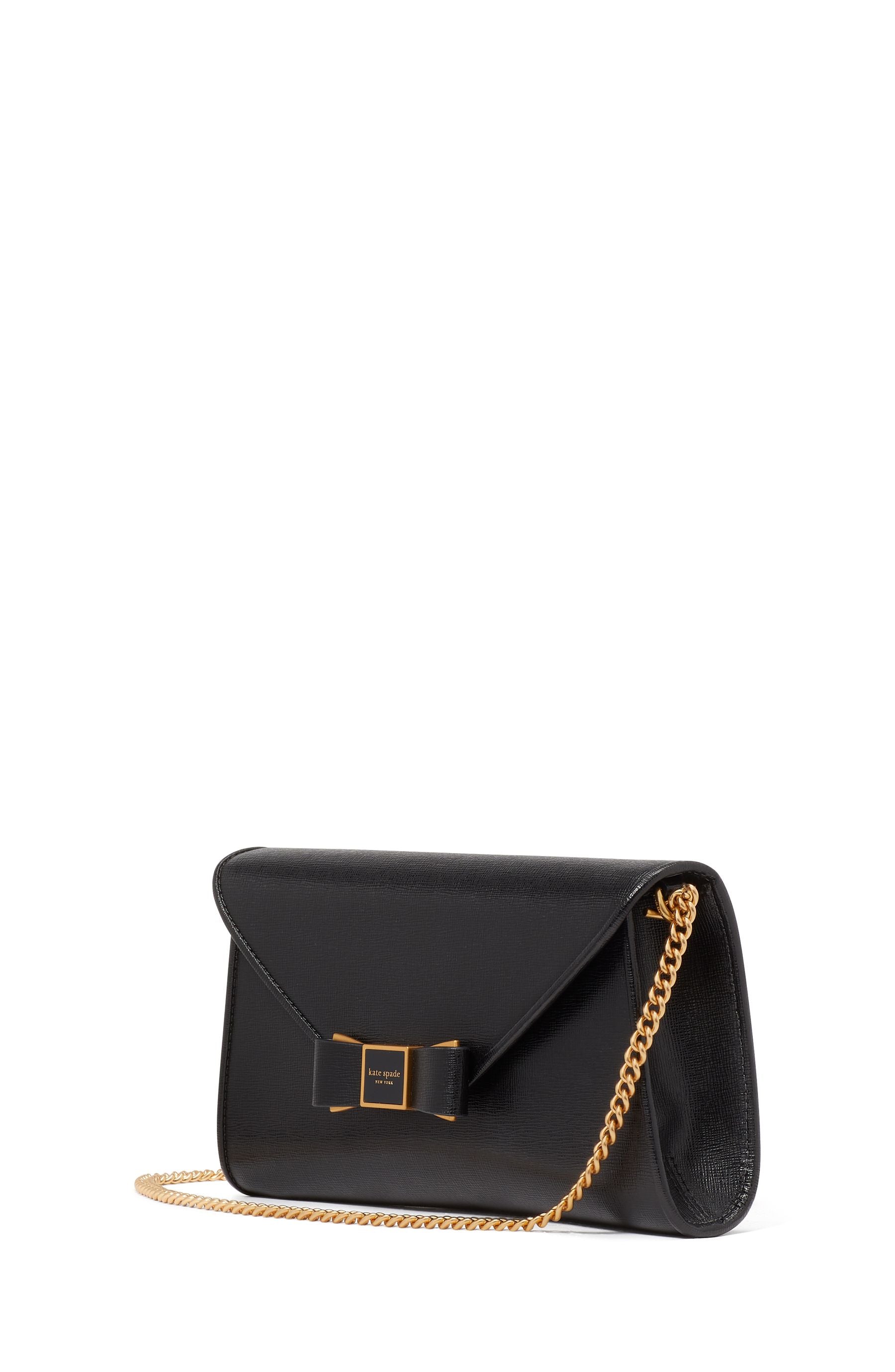 KF927_Morgan Bow Embellished Envelope Flap Crossbody_Black