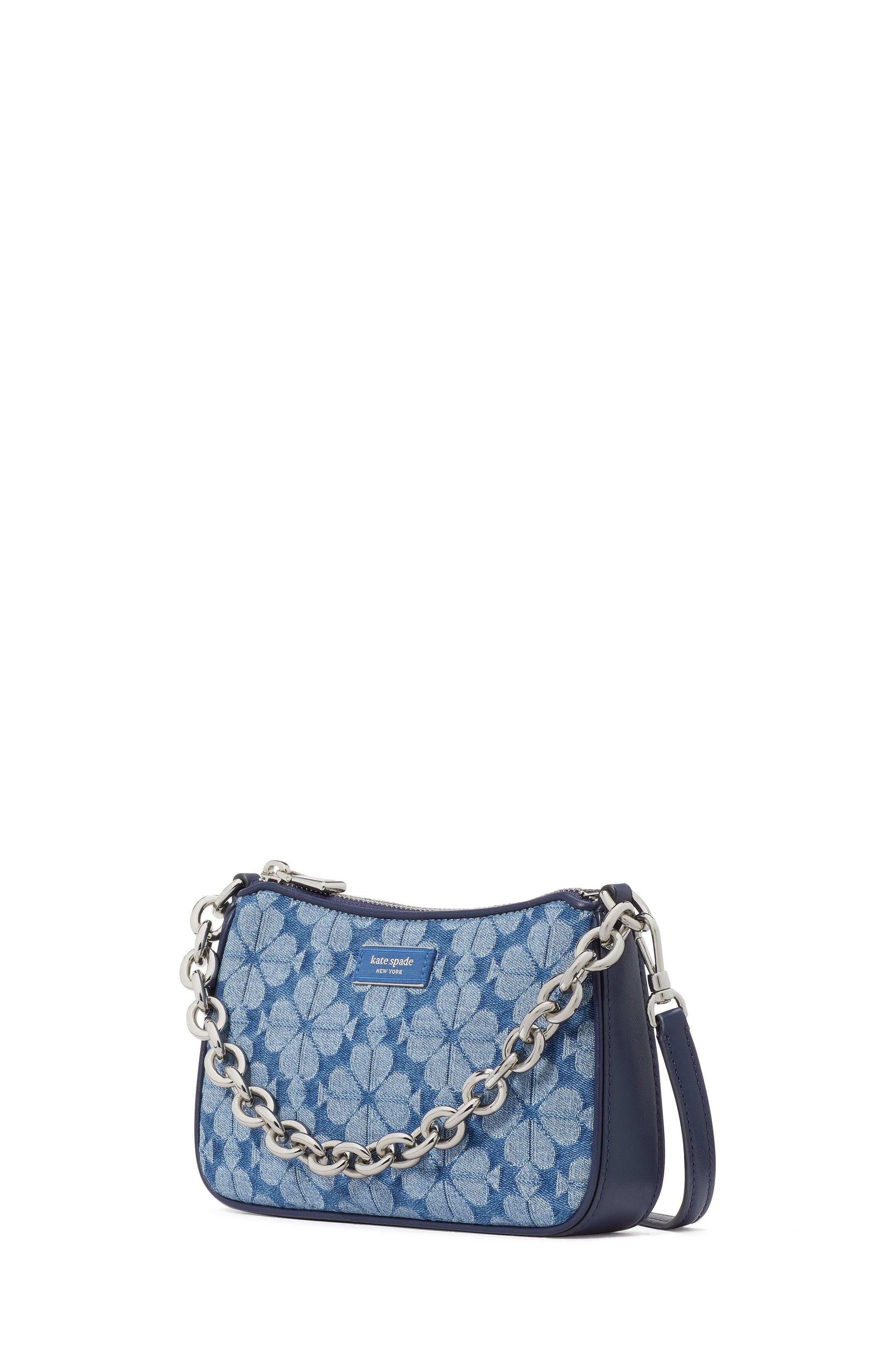 kg098_Jolie Spade Flower Jacquard Denim Small Convertible Crossbody_Parisian Navy Multi