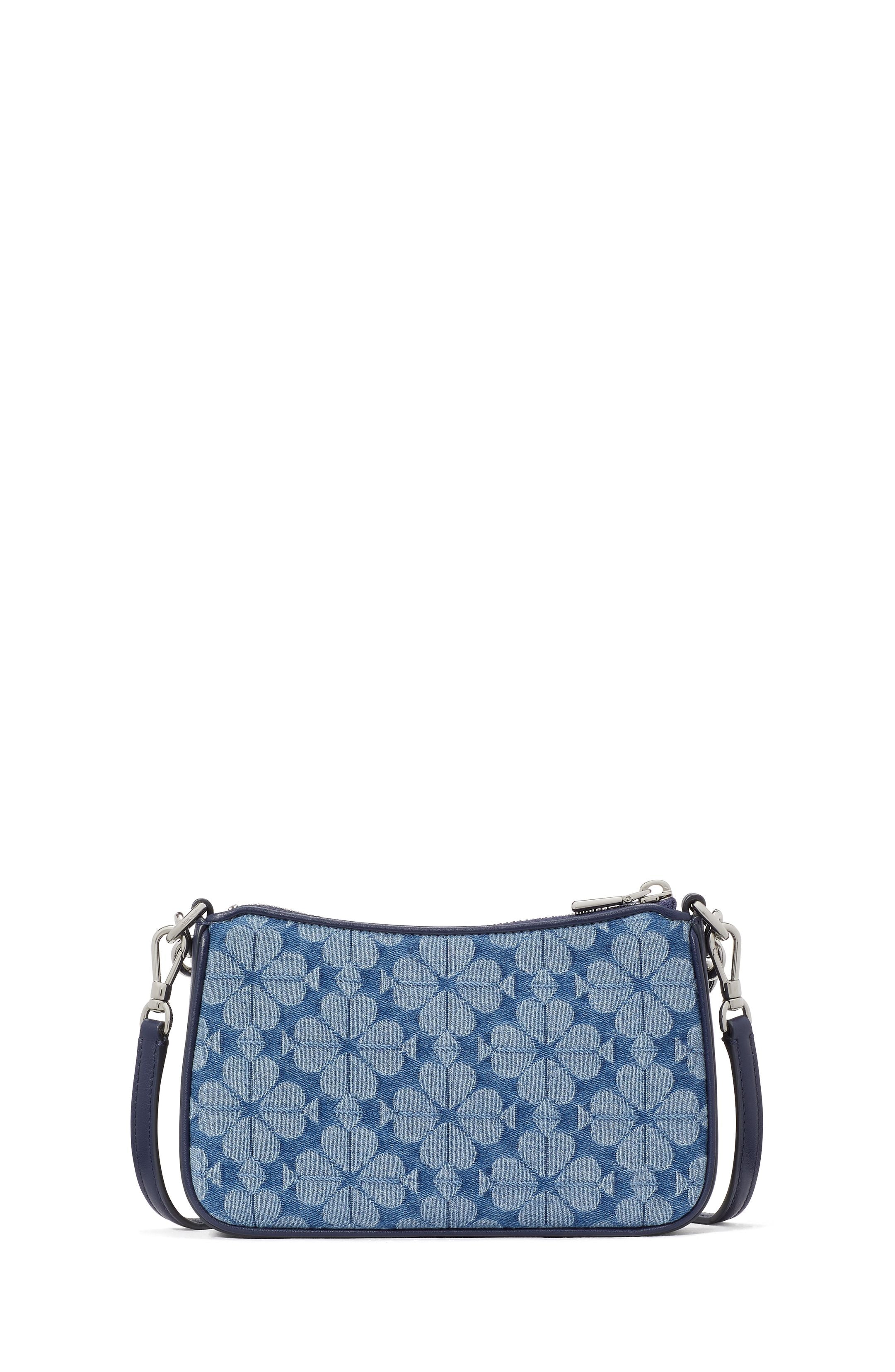 kg098_Jolie Spade Flower Jacquard Denim Small Convertible Crossbody_Parisian Navy Multi