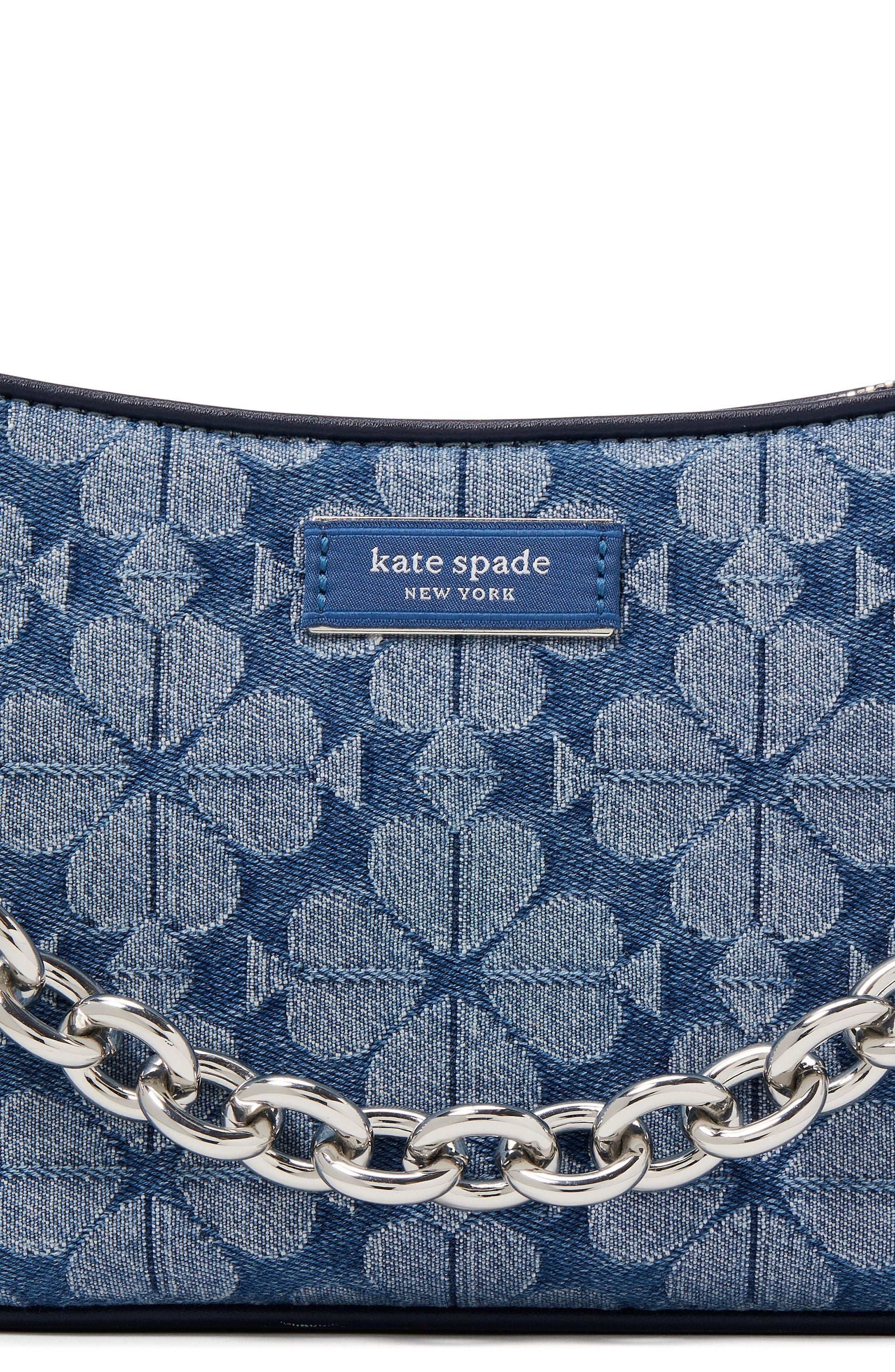 kg098_Jolie Spade Flower Jacquard Denim Small Convertible Crossbody_Parisian Navy Multi