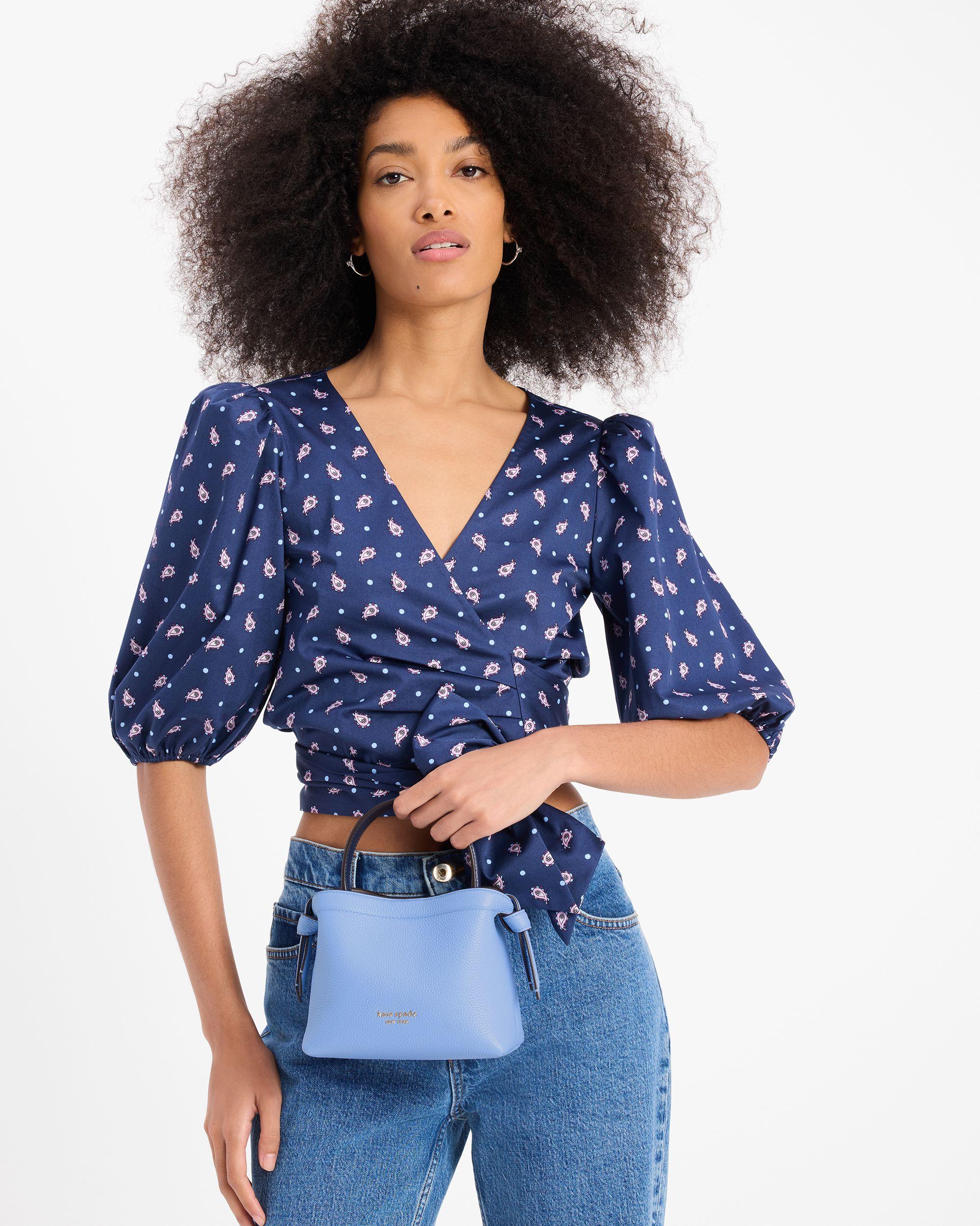 kg103-Knott Colorblocked Mini Crossbody Tote-Genie Blue Multi