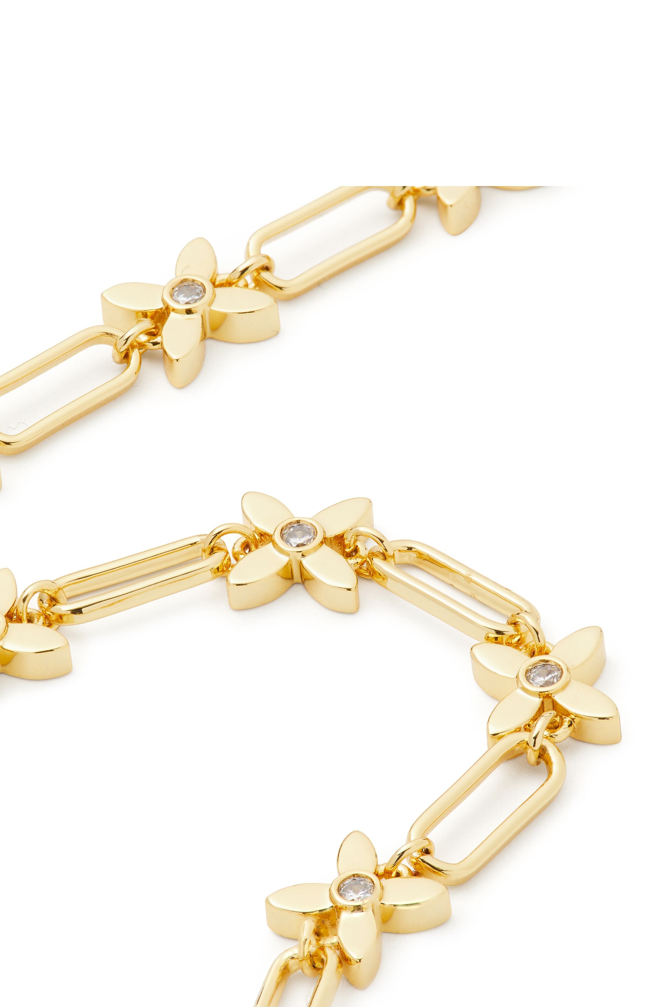 KG329-Heritage Bloom Line Bracelet-Clear/Gold