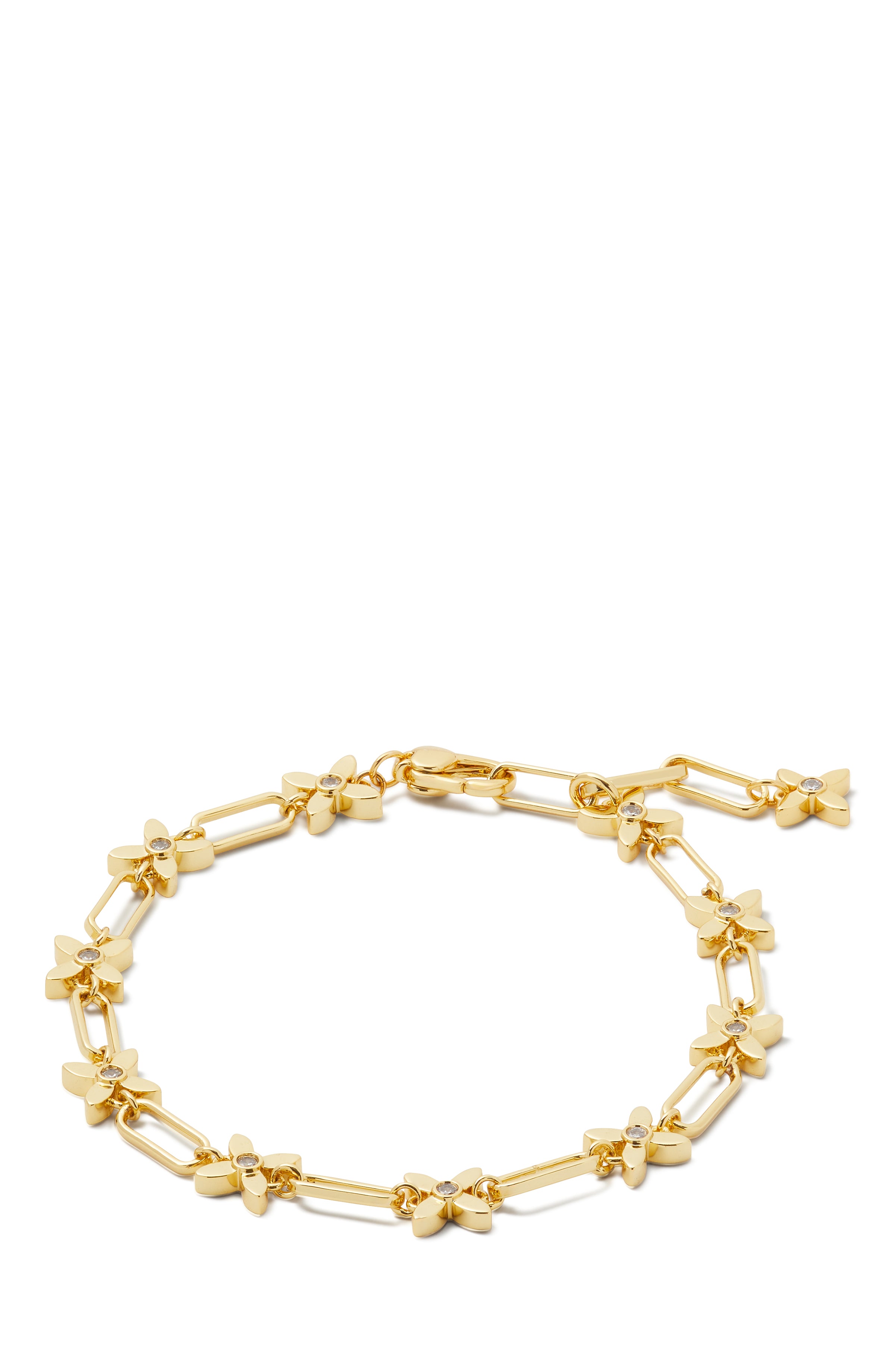 KG329-Heritage Bloom Line Bracelet-Clear/Gold