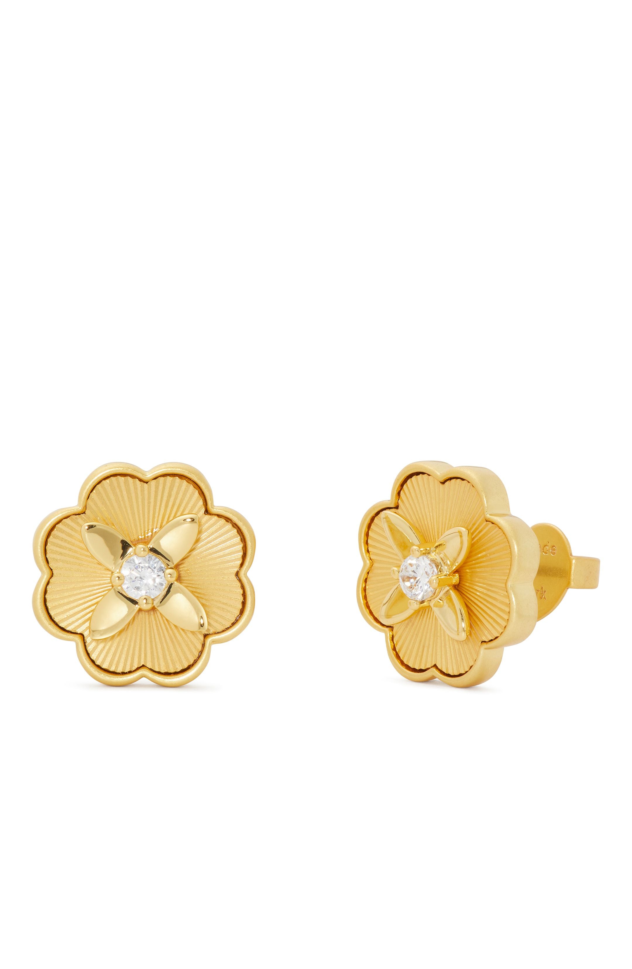 KG350-Heritage Bloom Studs-Clear/Gold