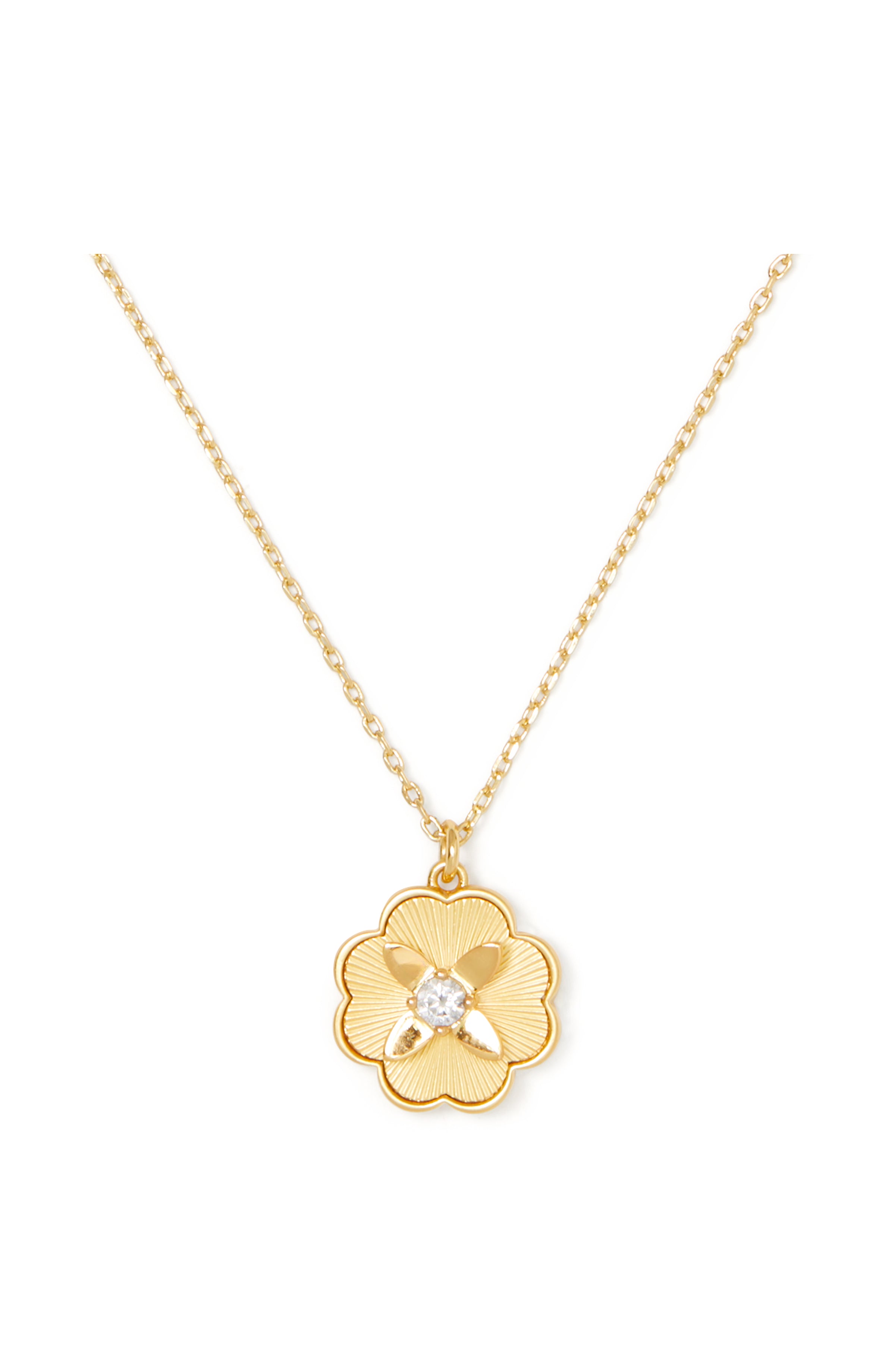 KG356-Heritage Bloom Pendant-Clear/Gold