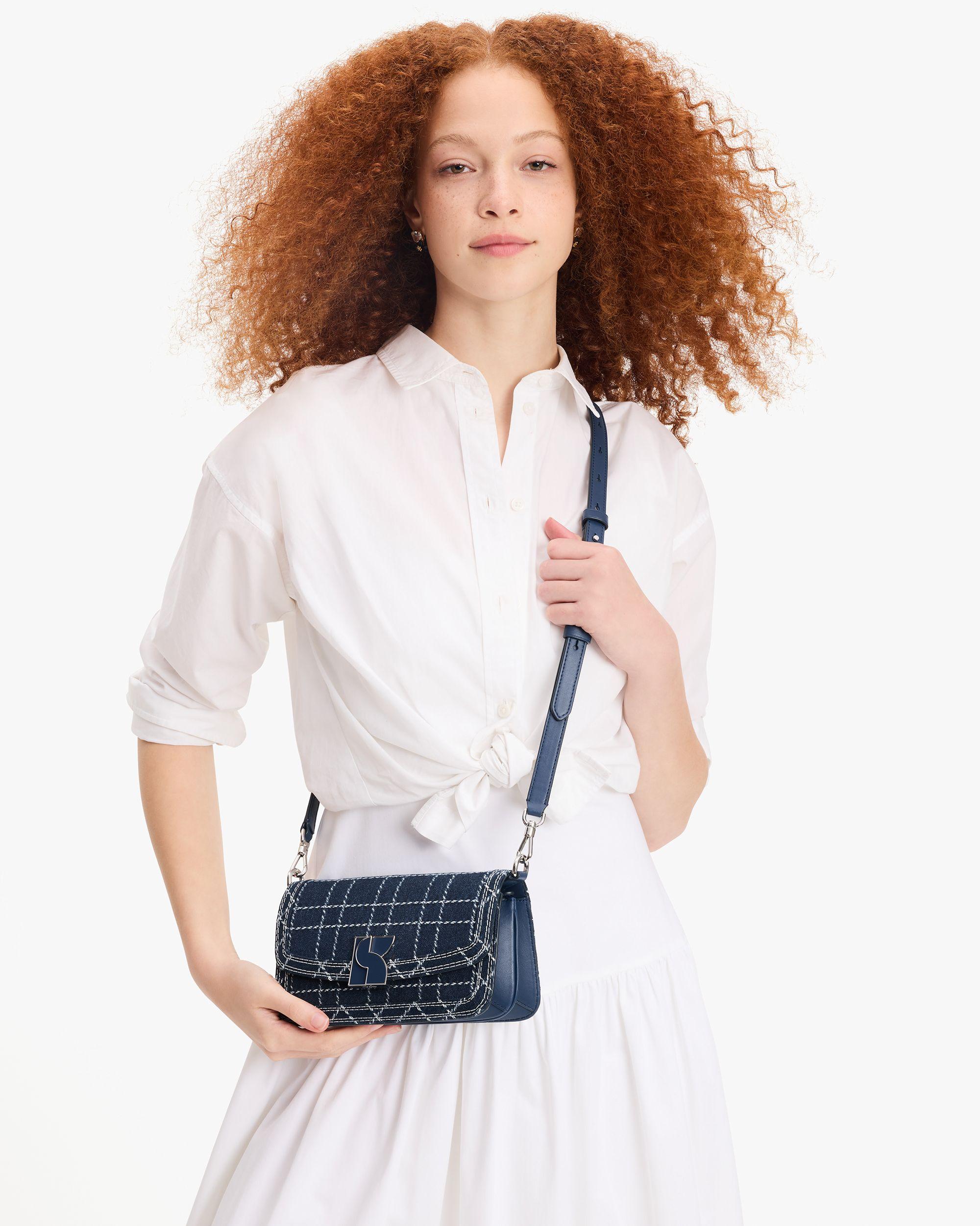 dakota denim check small crossbody