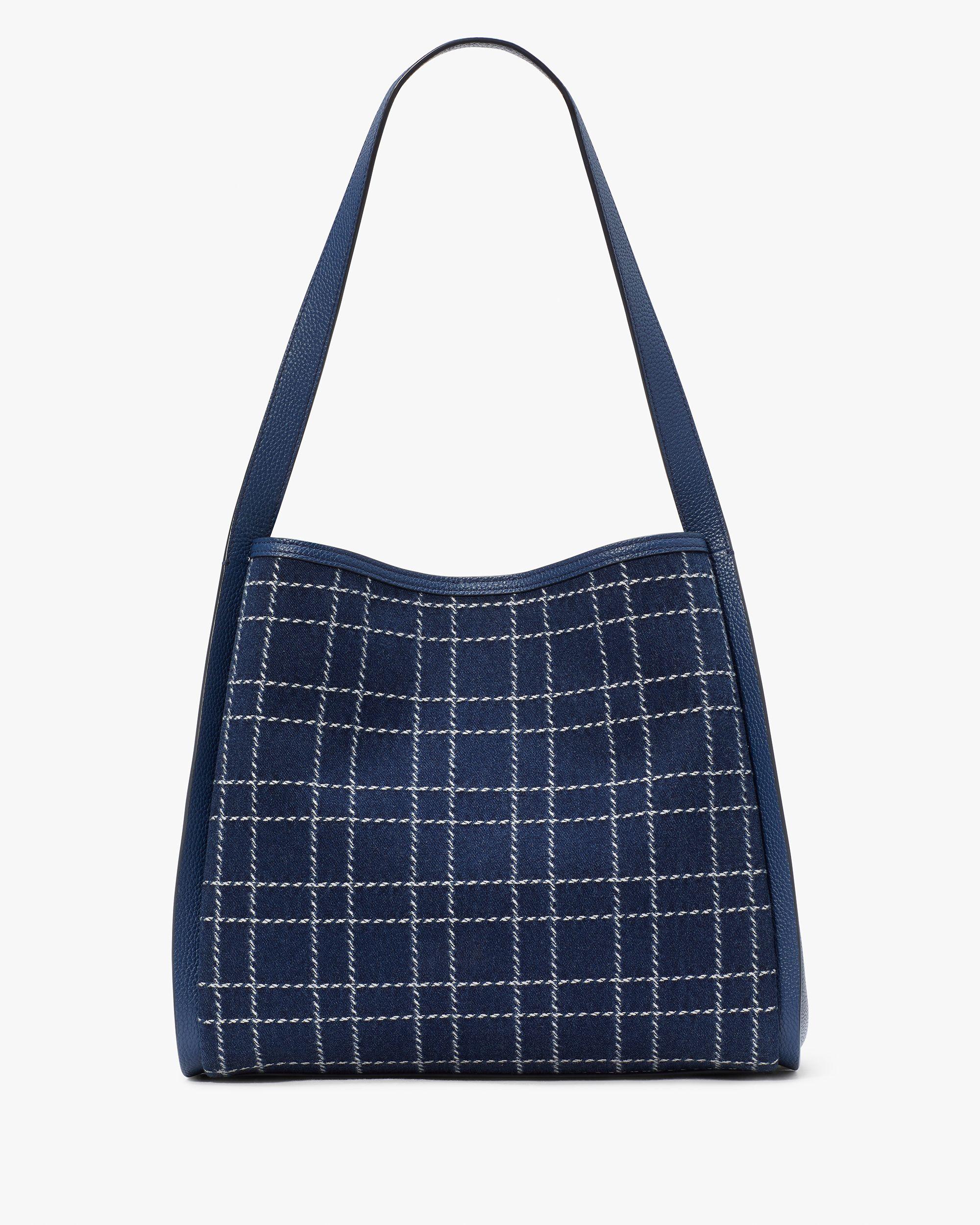 knott denim check large shoulder bag