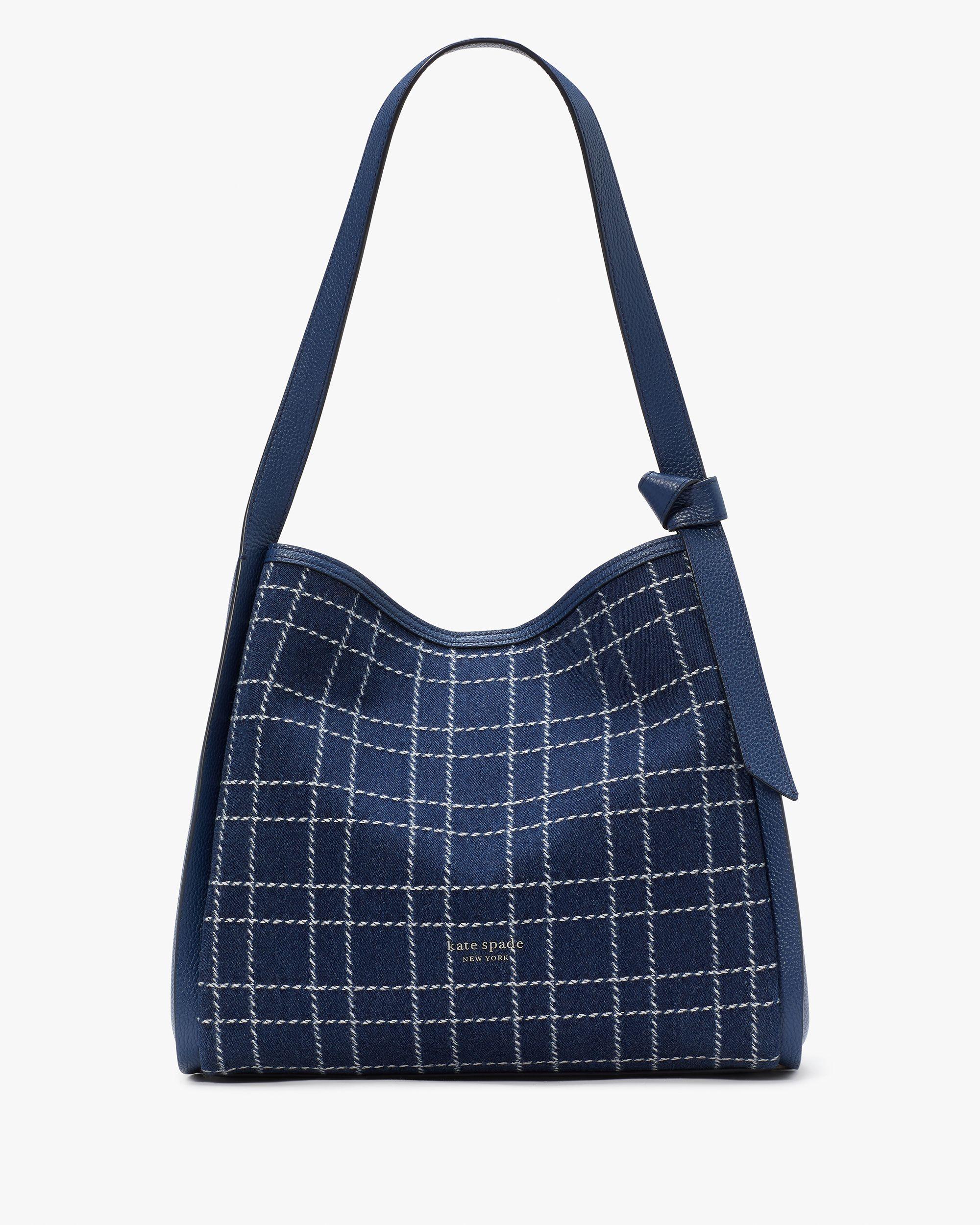 knott denim check large shoulder bag