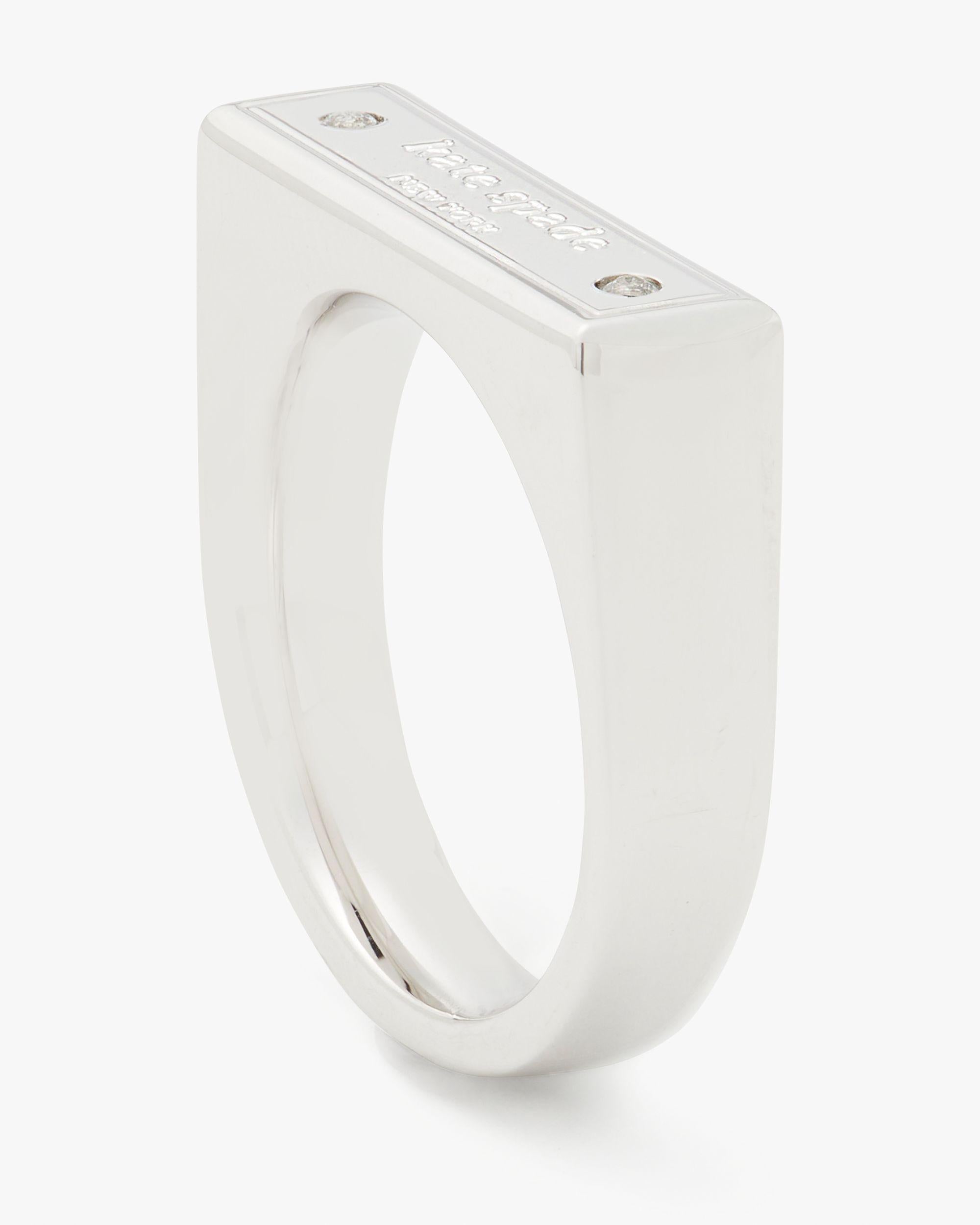 KI015-Sam Icon Bar Ring-Clear/Silver