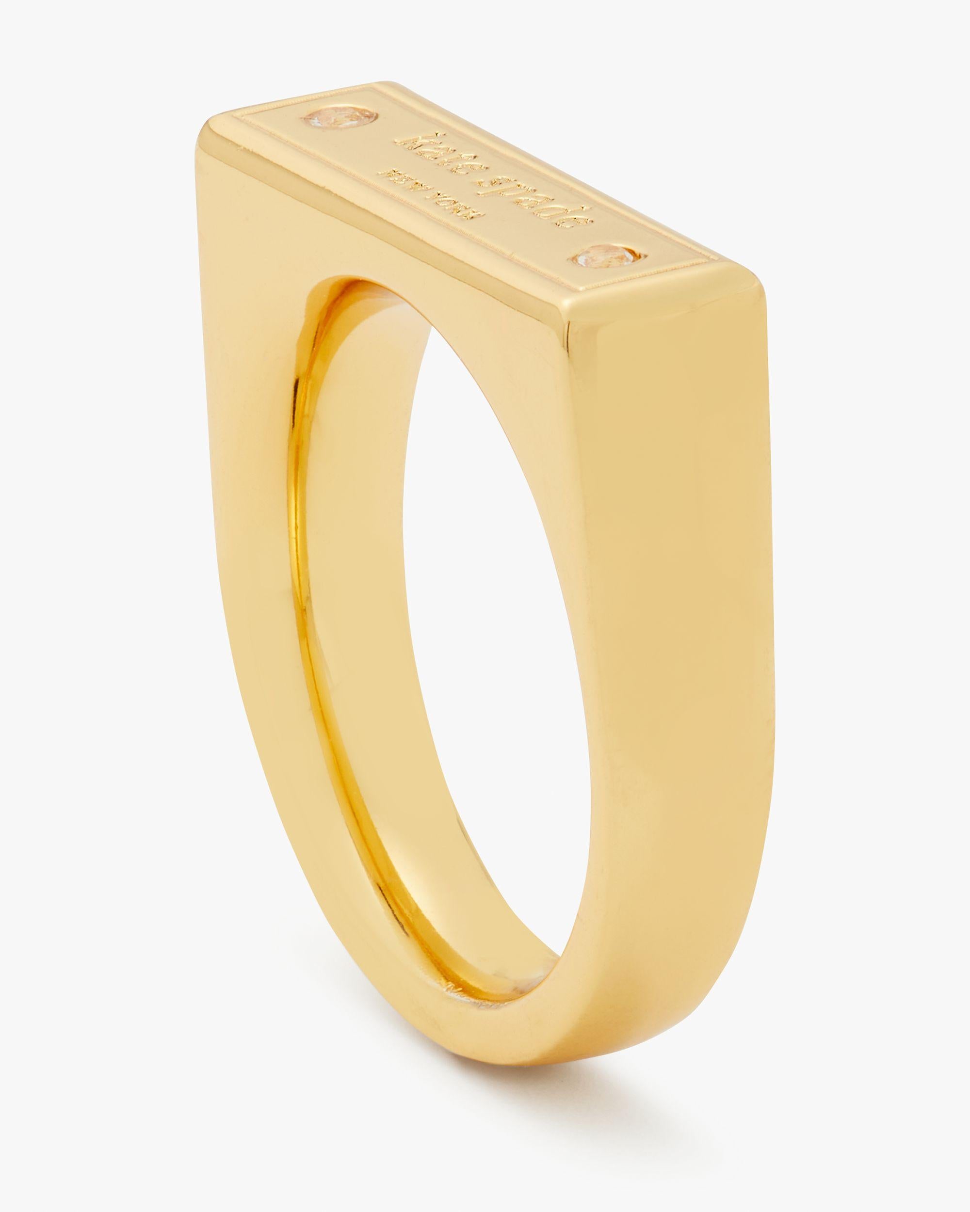 KI018-Sam Icon Bar Ring-Clear/Gold