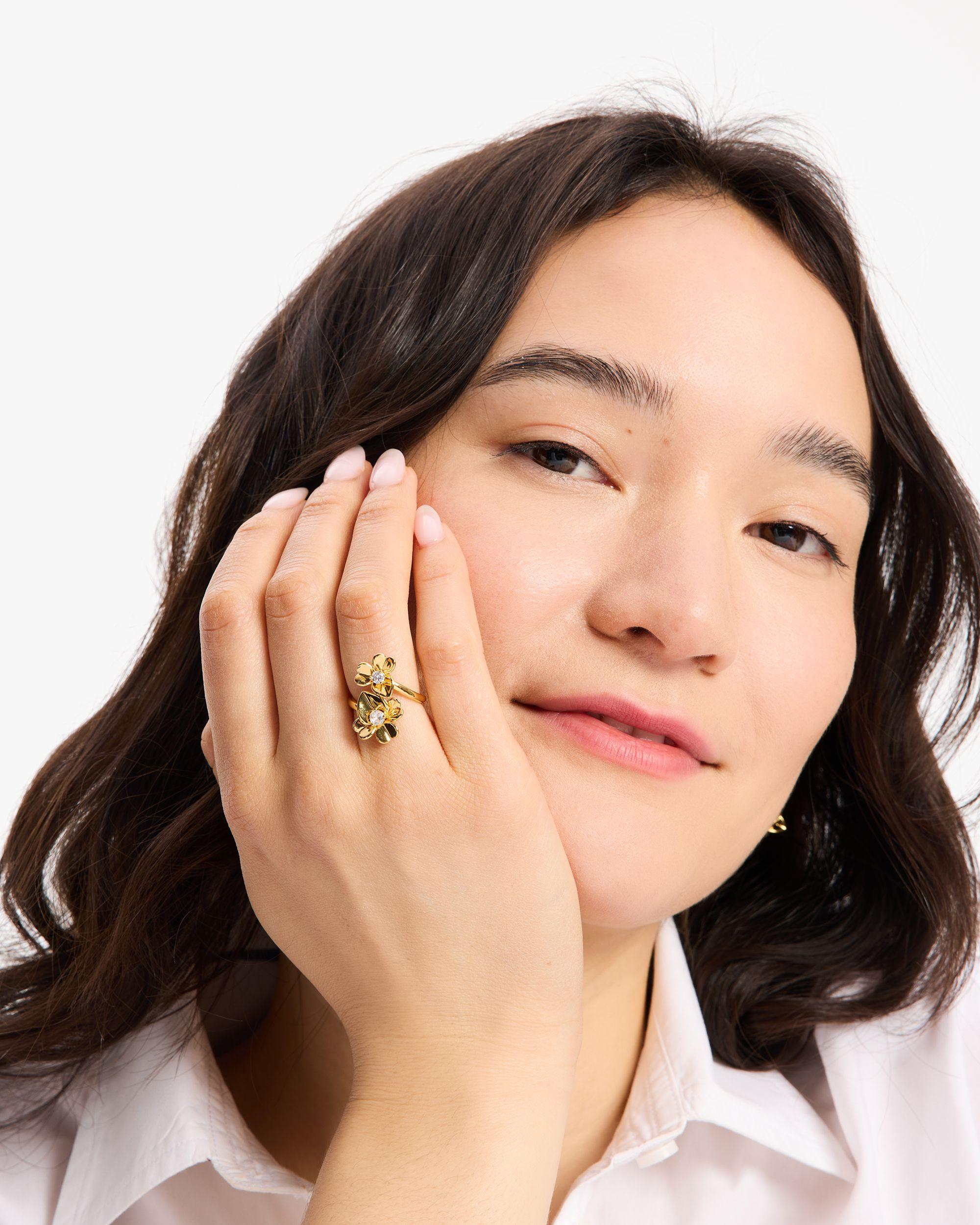 KI030-Precious Pansy Wrap Ring-Gold