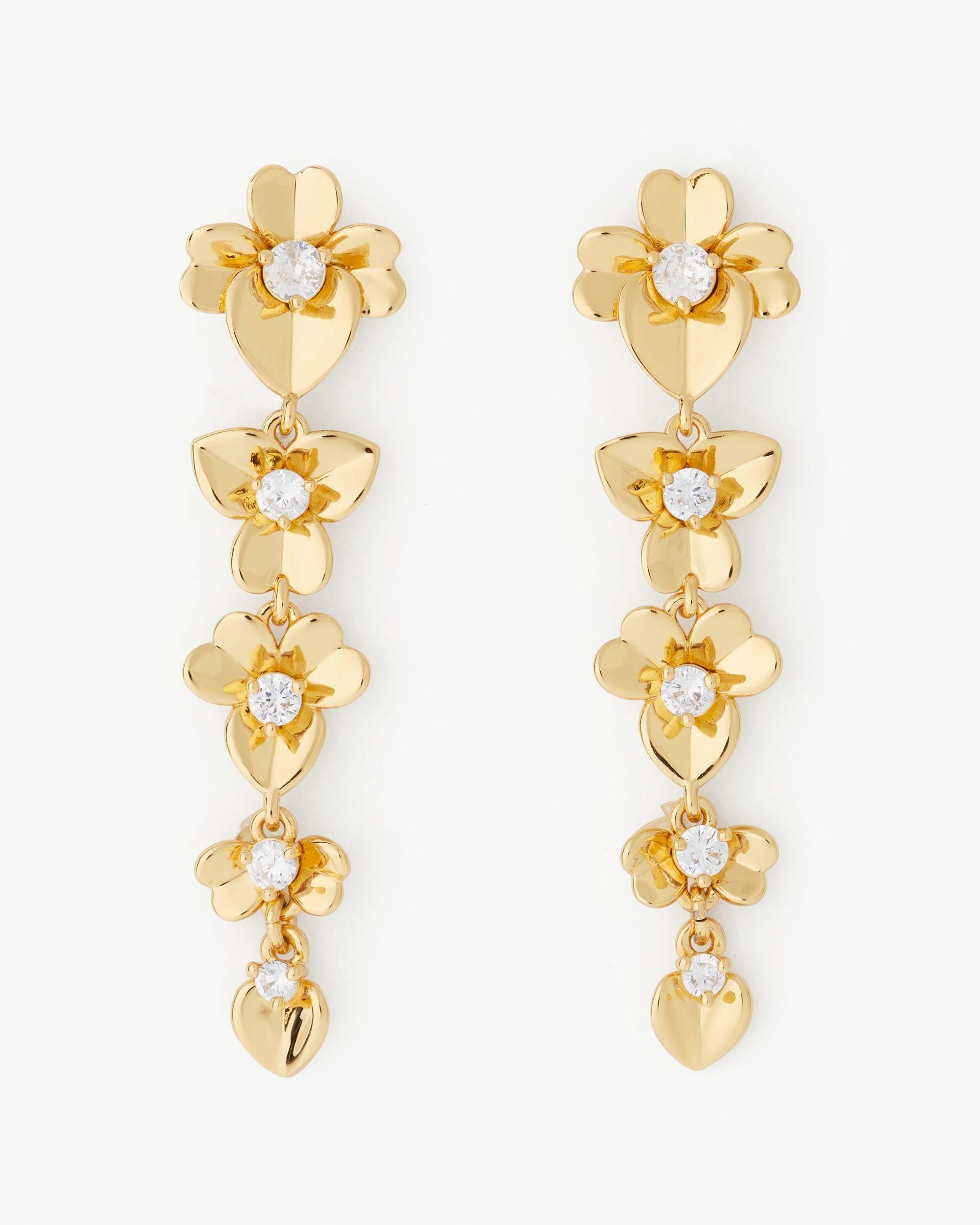 KI035-Precious Pansy Linear Earrings-Gold