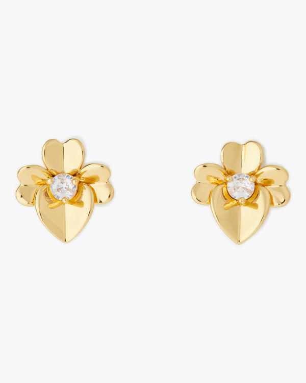 KI041-Precious Pansy Studs-Gold