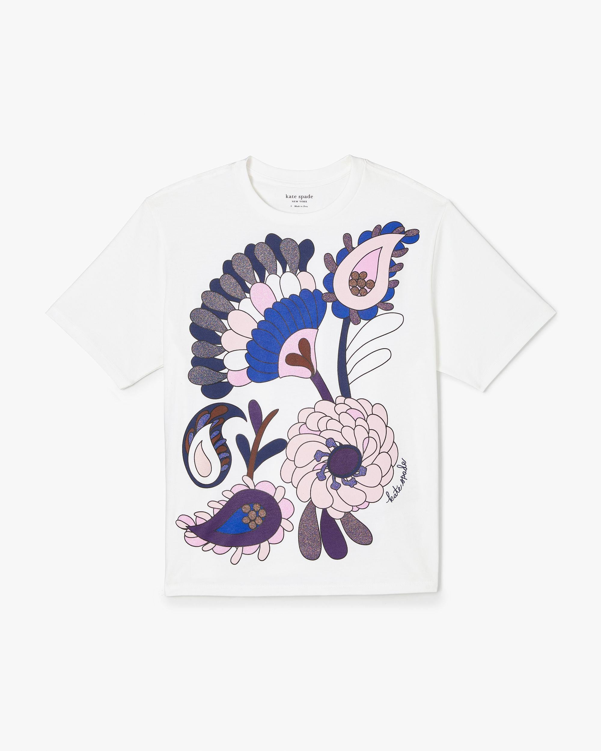 KI111-Embellished Autumn Paisley Tee-Fresh White