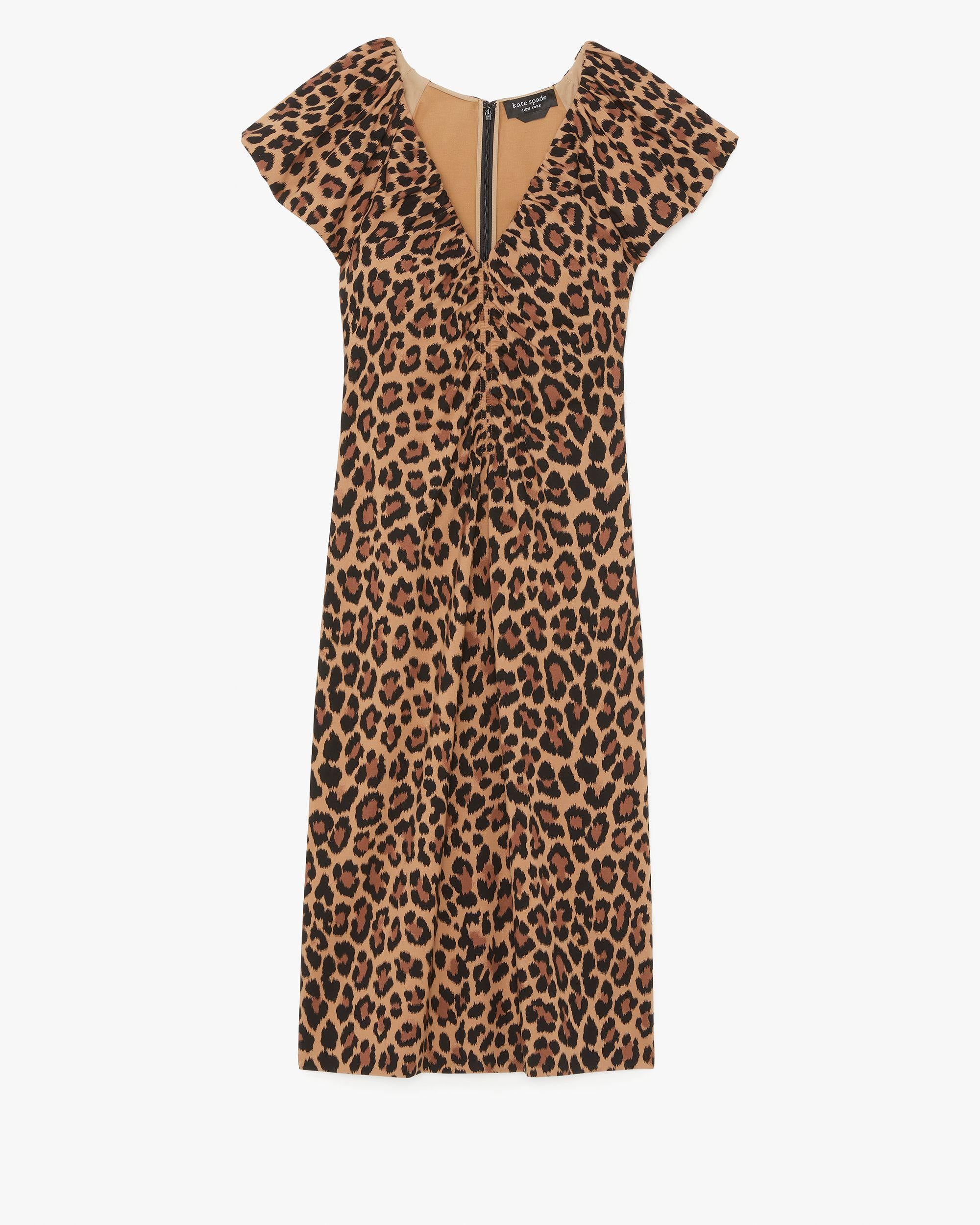 KI235-Classic Leopard Ruched Ponte Dress