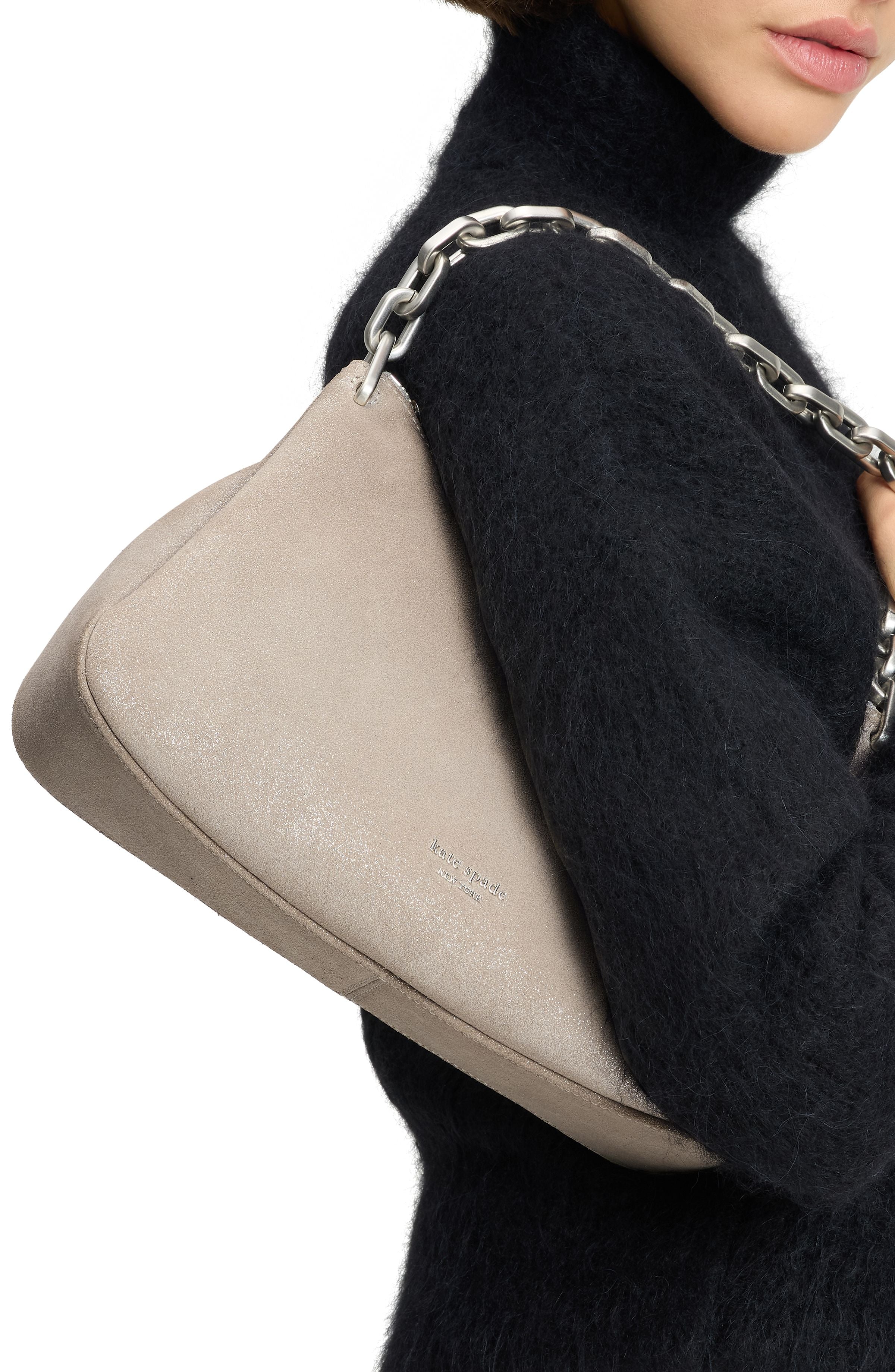 grace glitter suede chain shoulder bag