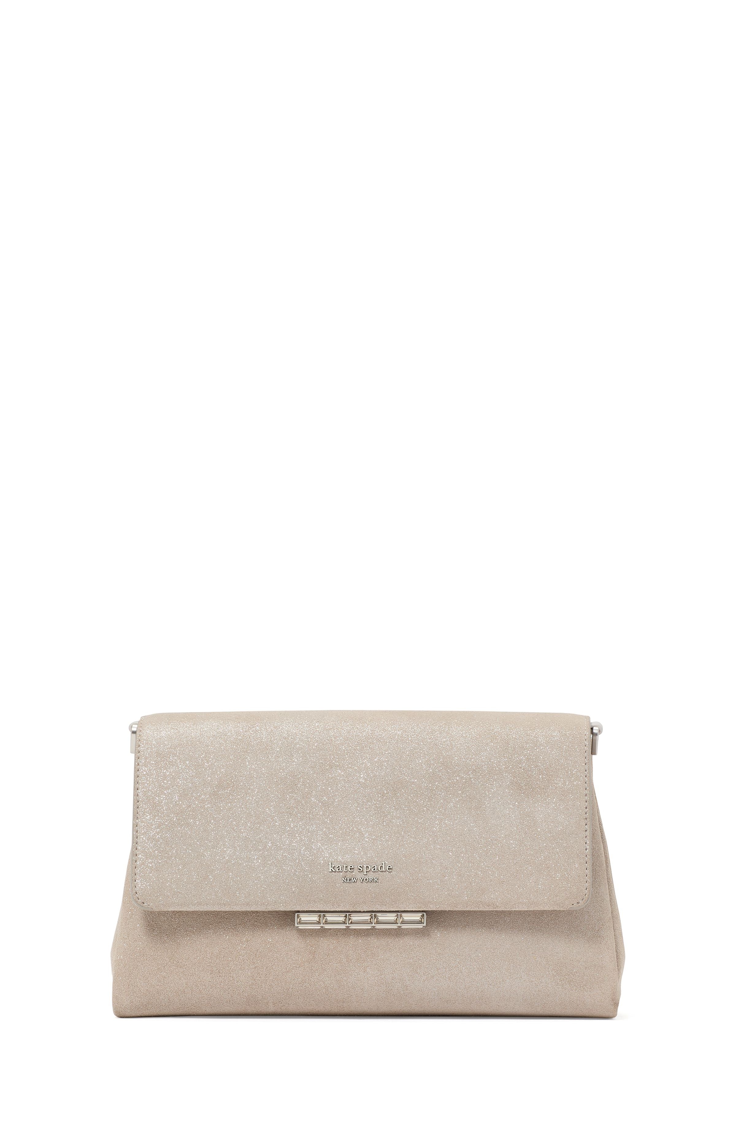 grace glitter suede clutch