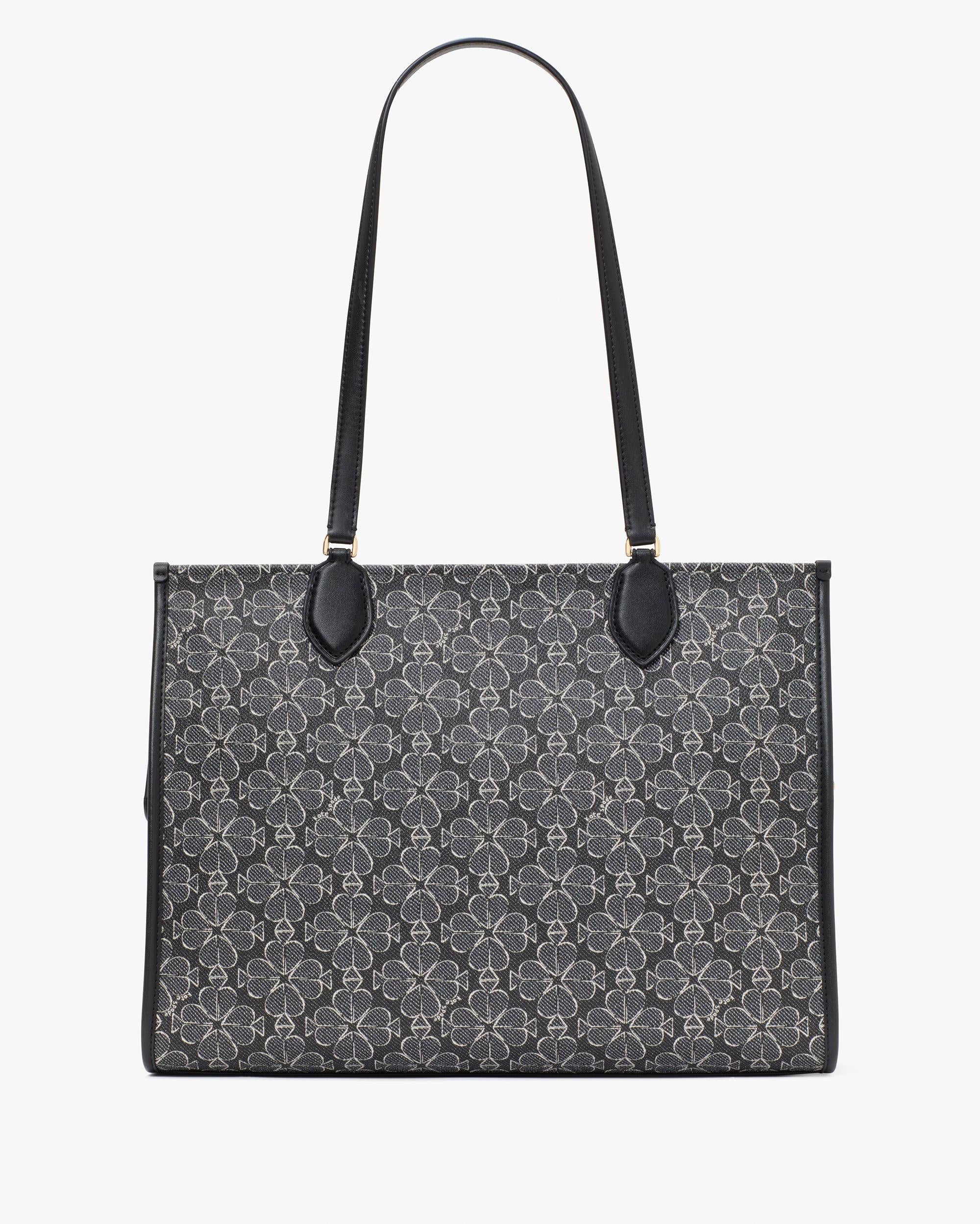 KI449-Spade Flower Coated Canvas Large Market Tote-Black Multi