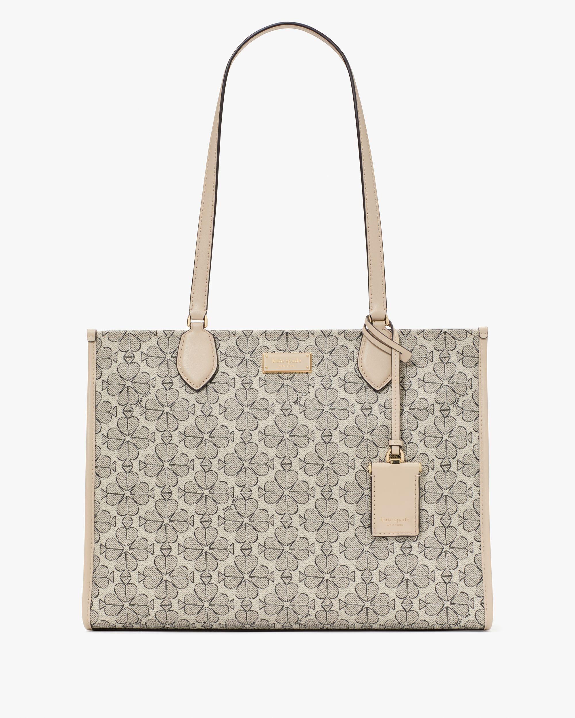 KI449-Spade Flower Coated Canvas Large Market Tote-Neutral Multi