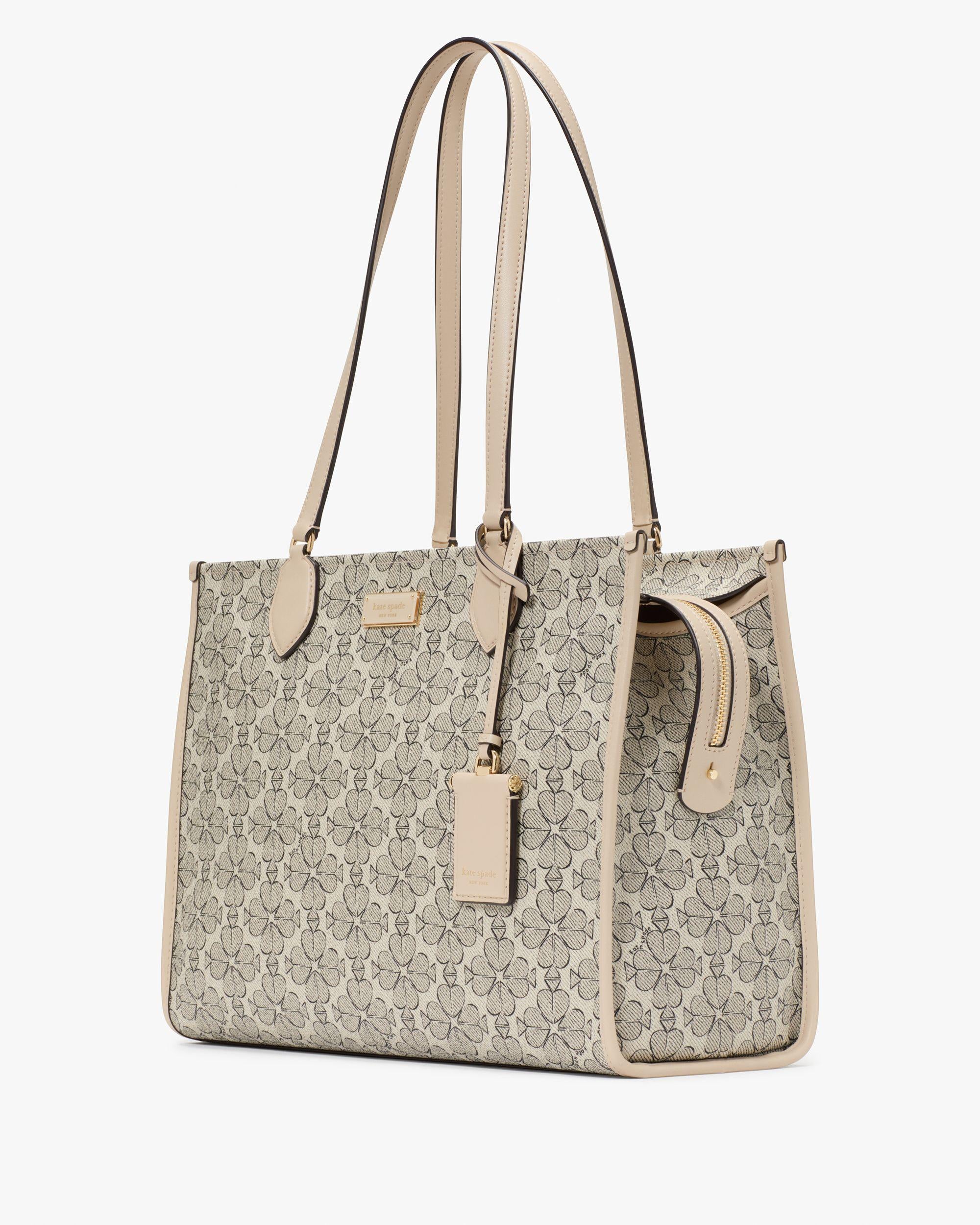 KI449-Spade Flower Coated Canvas Large Market Tote-Neutral Multi