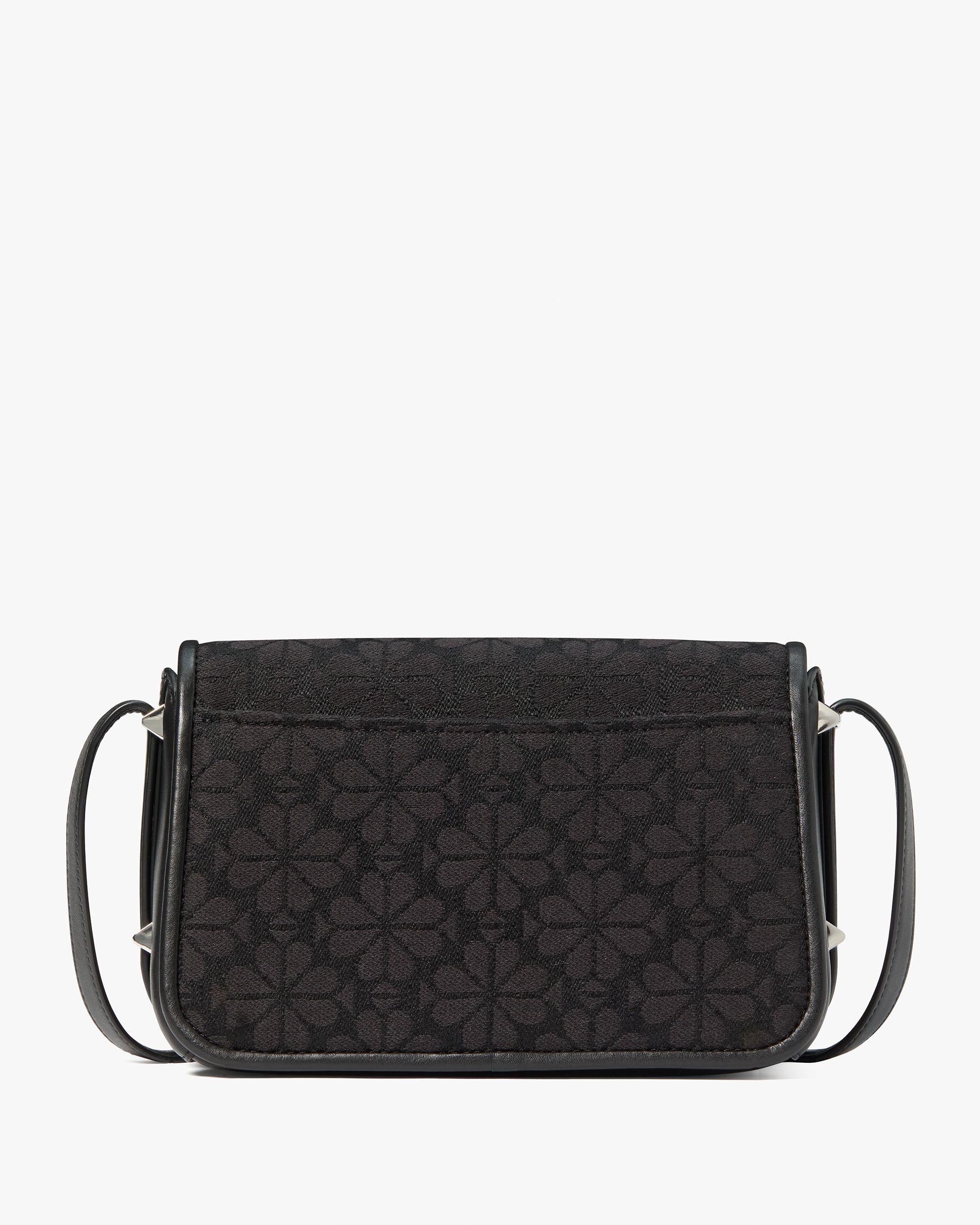 KI453-Spade Flower Jacquard Small Flap Crossbody-Black Multi