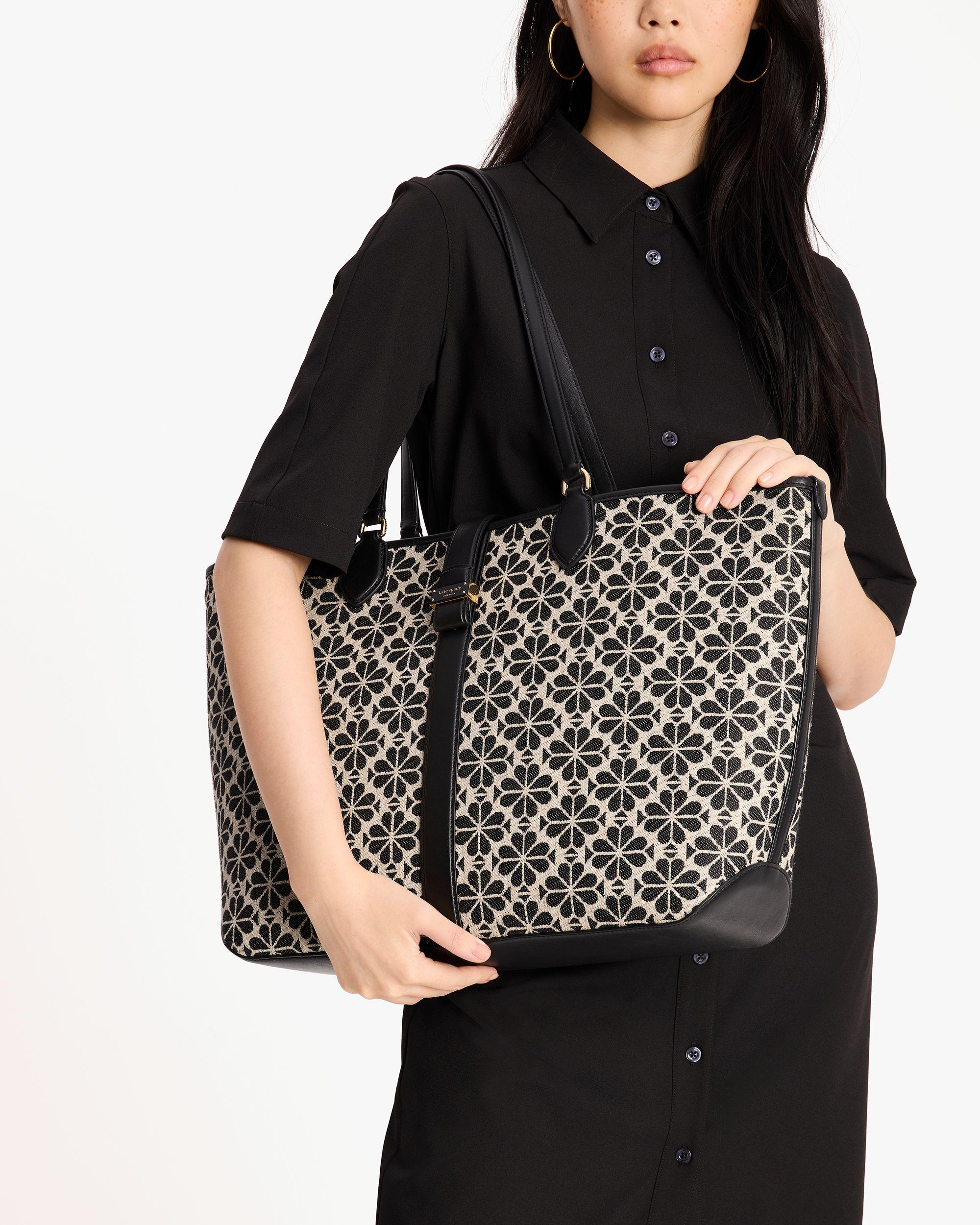 KI454-Spade Flower Jacquard Large Open Tote