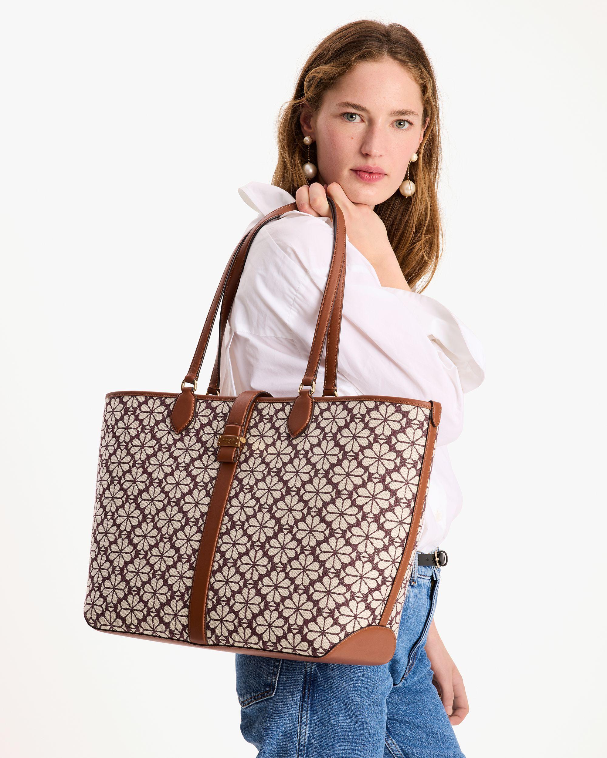 KI454-Spade Flower Jacquard Large Open Tote