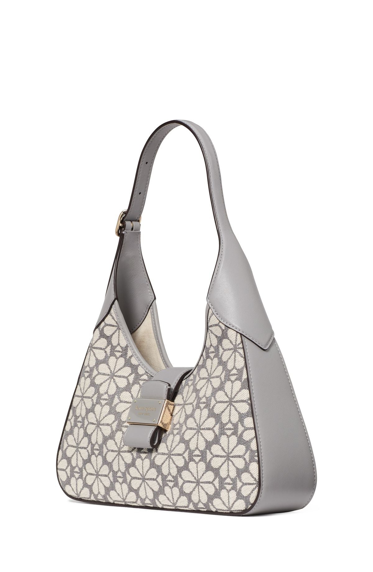 ki455-Spade Flower Jacquard Nouveau Small Shoulder Bag-Grey Multi