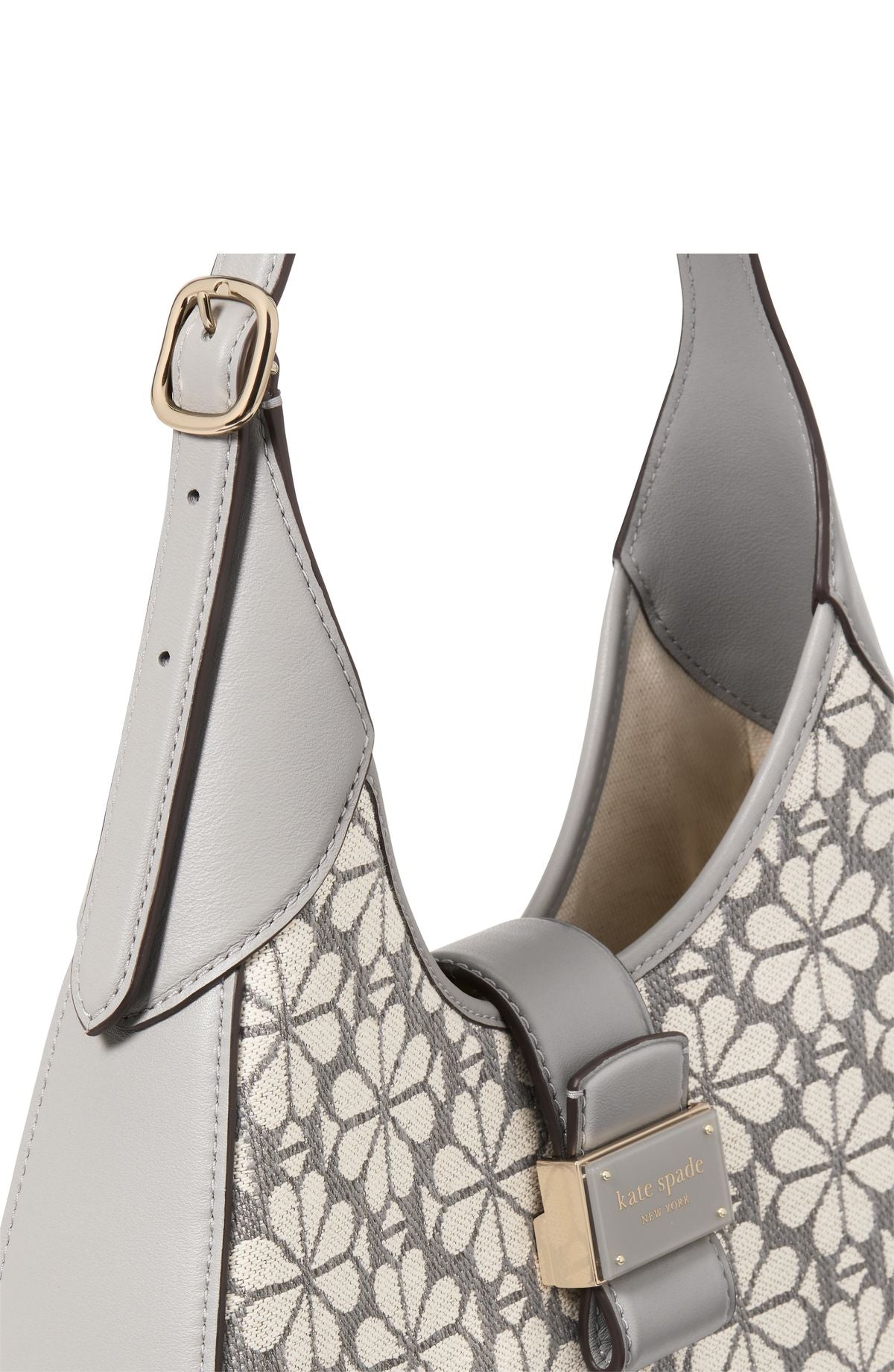 ki455-Spade Flower Jacquard Nouveau Small Shoulder Bag-Grey Multi