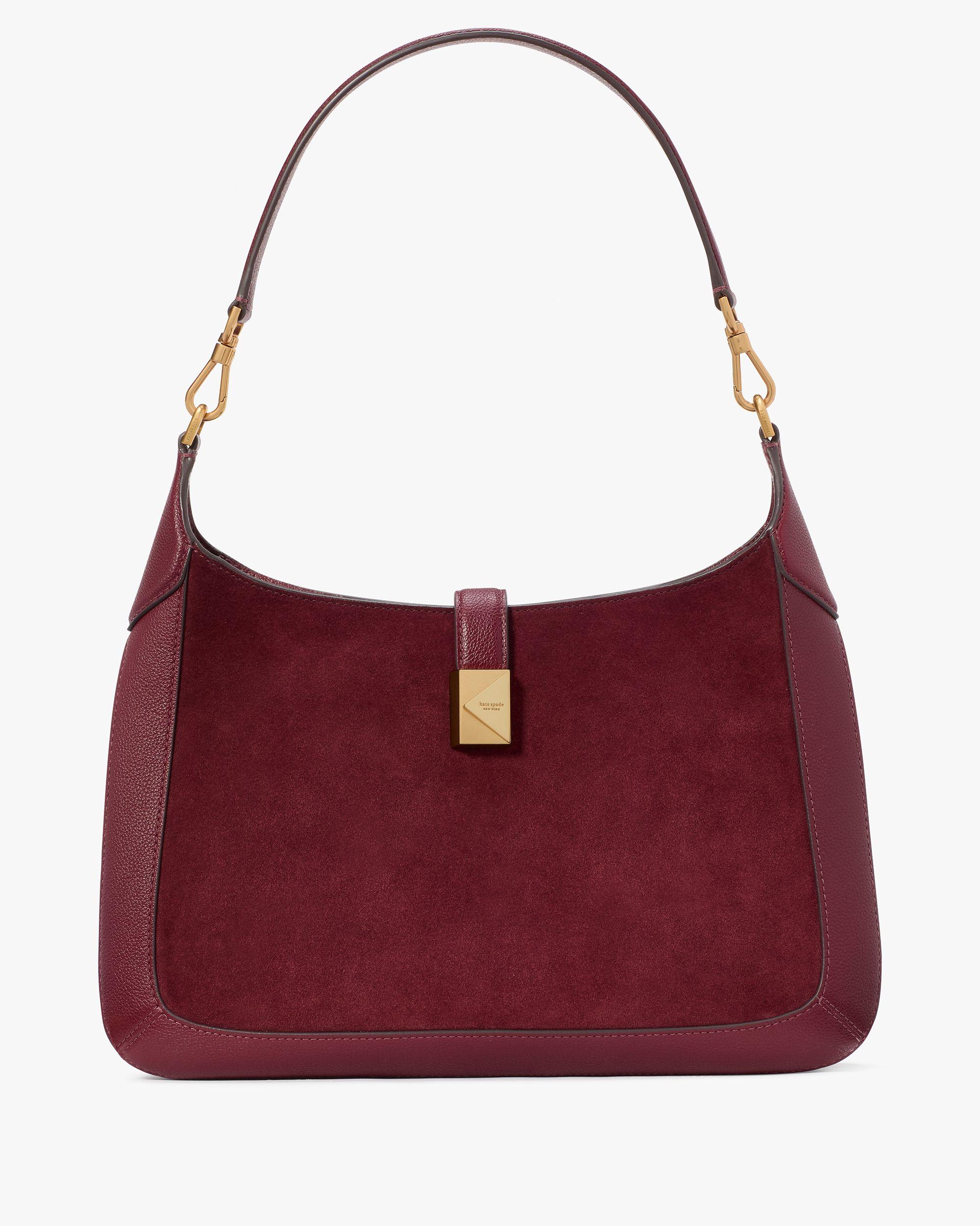 KI488-Deco Pebbled Leather & Suede Hobo Bag-Cherry Juice Multi