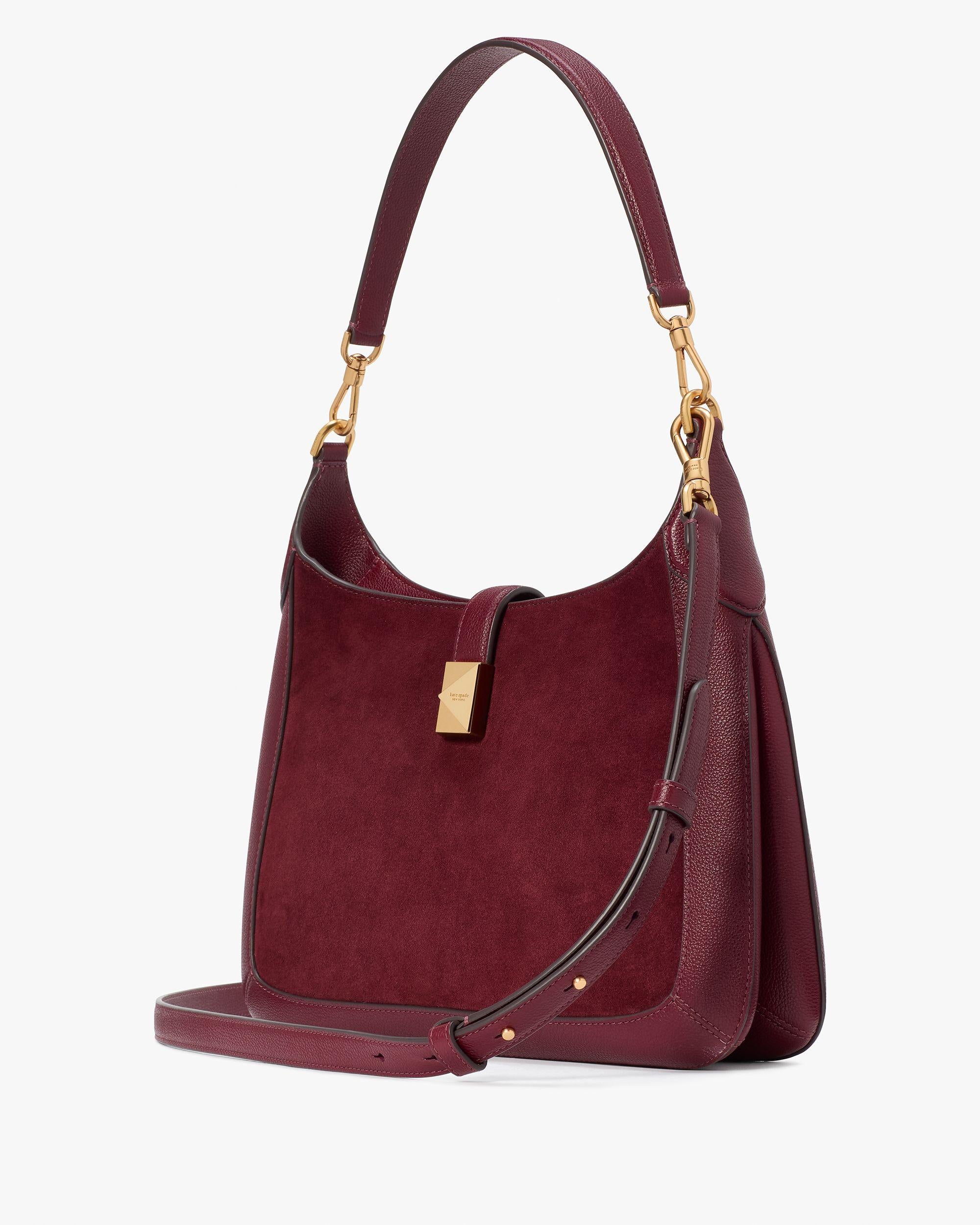 KI488-Deco Pebbled Leather & Suede Hobo Bag-Cherry Juice Multi